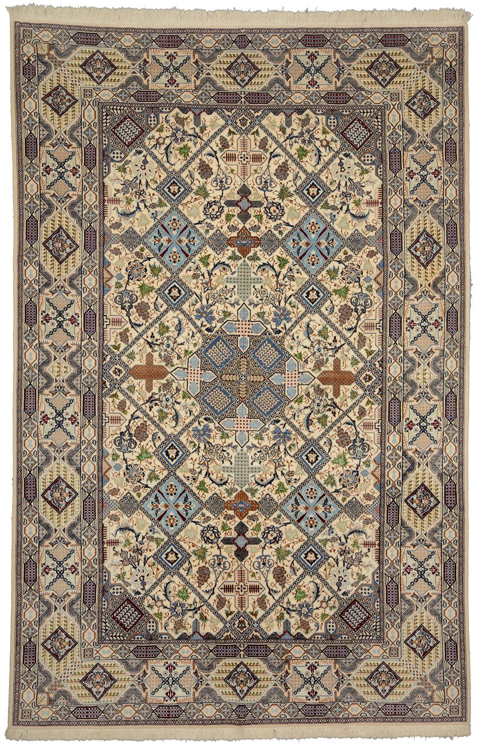 Nain Persian Rug 212 × 330 cm in Wool & Silk, hand-knotted
