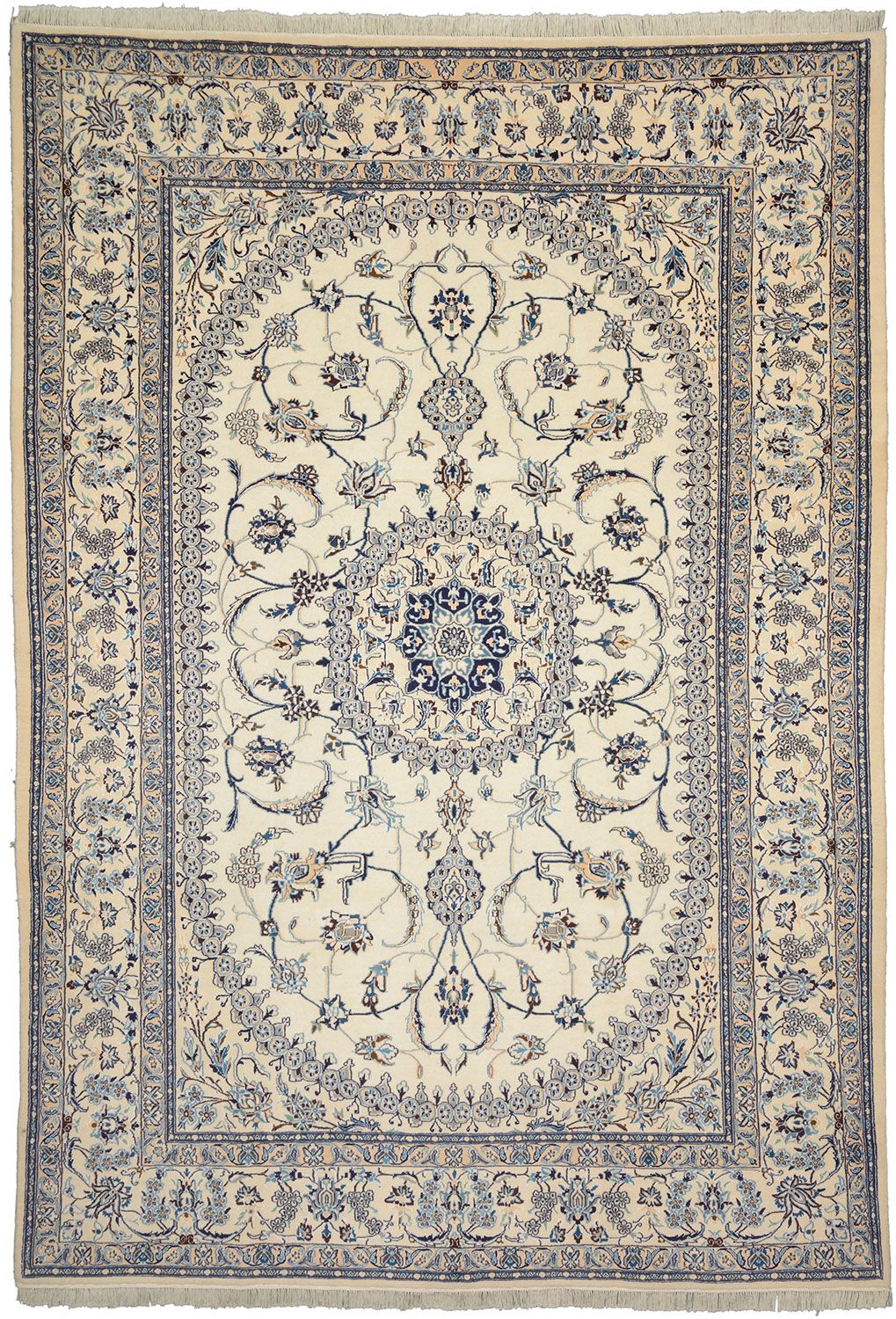 Wool & Silk Nain Persian Rug 245 × 353 cm, hand-knotted