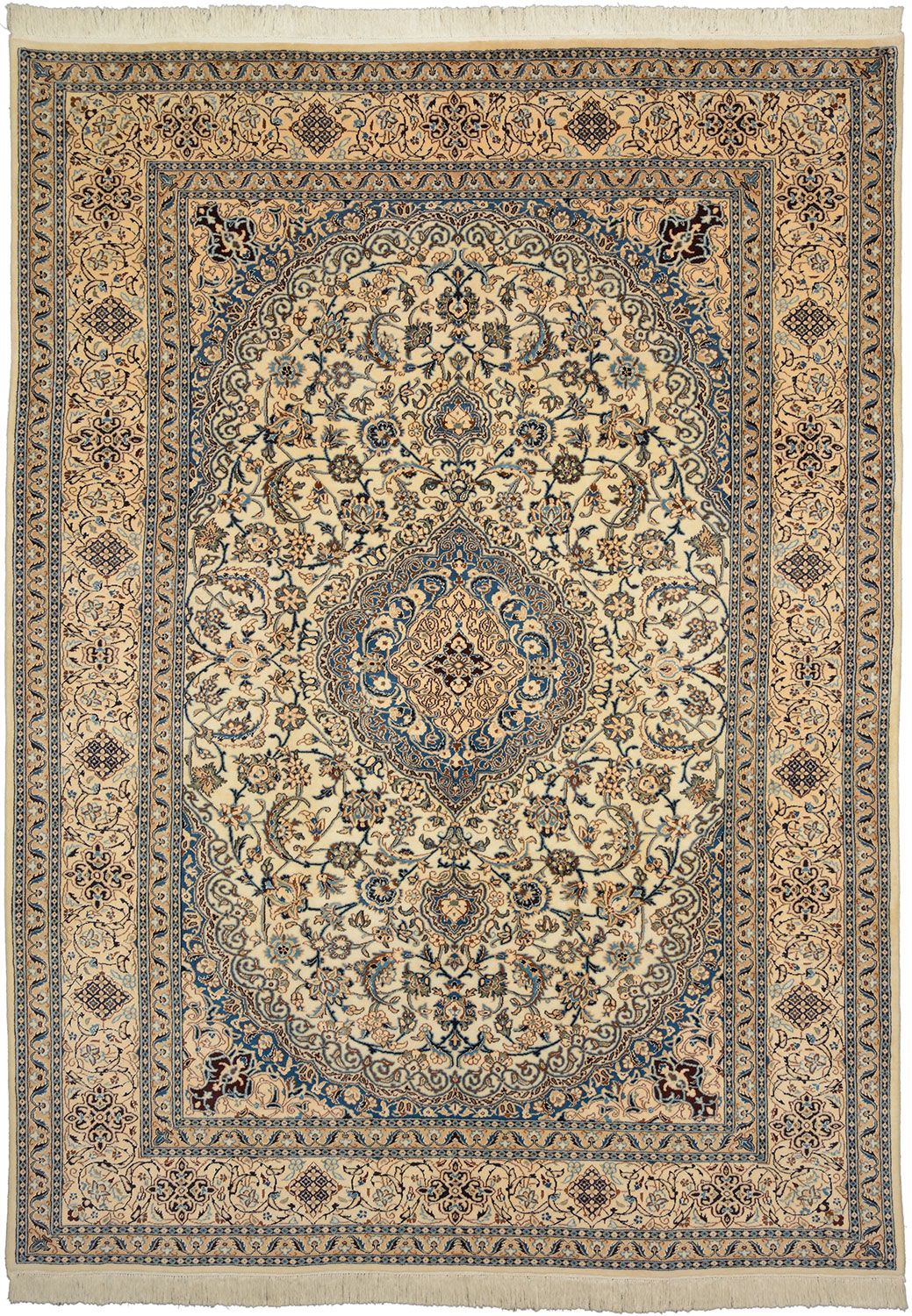 Hand-Knotted Nain Persian Rug, 241 × 335 cm, Wool & Silk