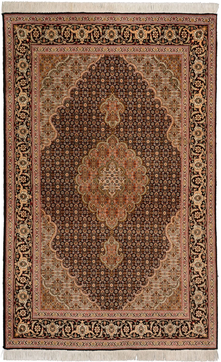 Tabriz Persian Rug 100 × 157 cm in Wool & Silk, hand-knotted