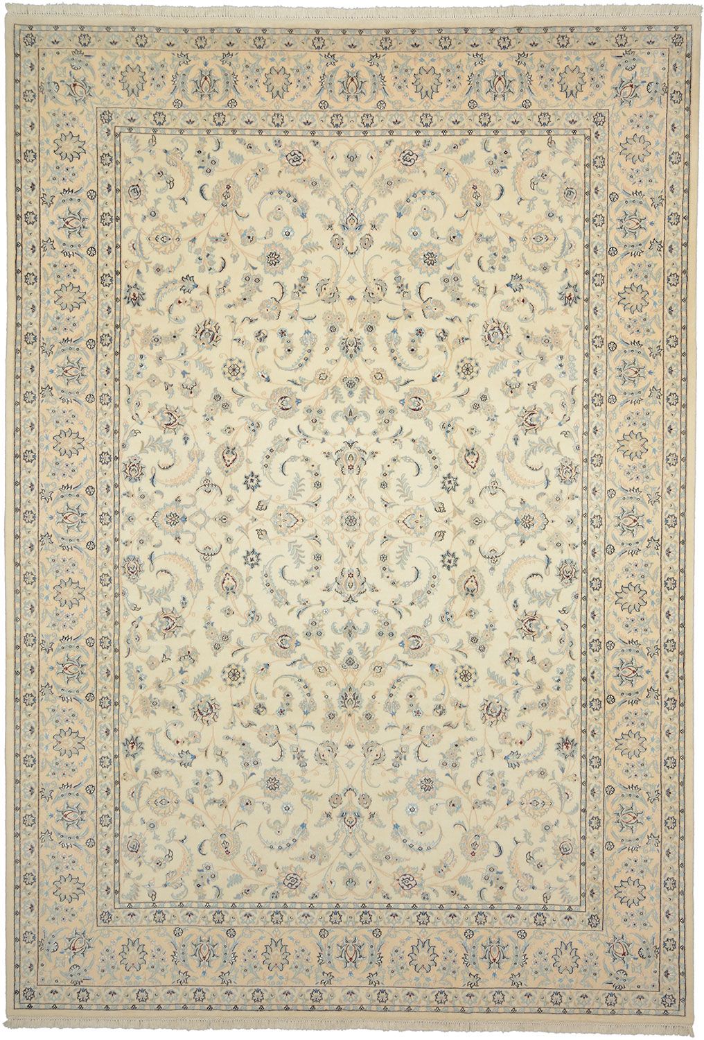 Hand-Knotted Nain Persian Rug, 253 × 367 cm, Wool & Silk