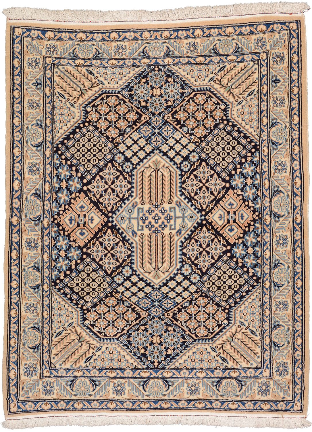 Nain Persian Rug 90 × 114 cm in Wool & Silk, hand-knotted