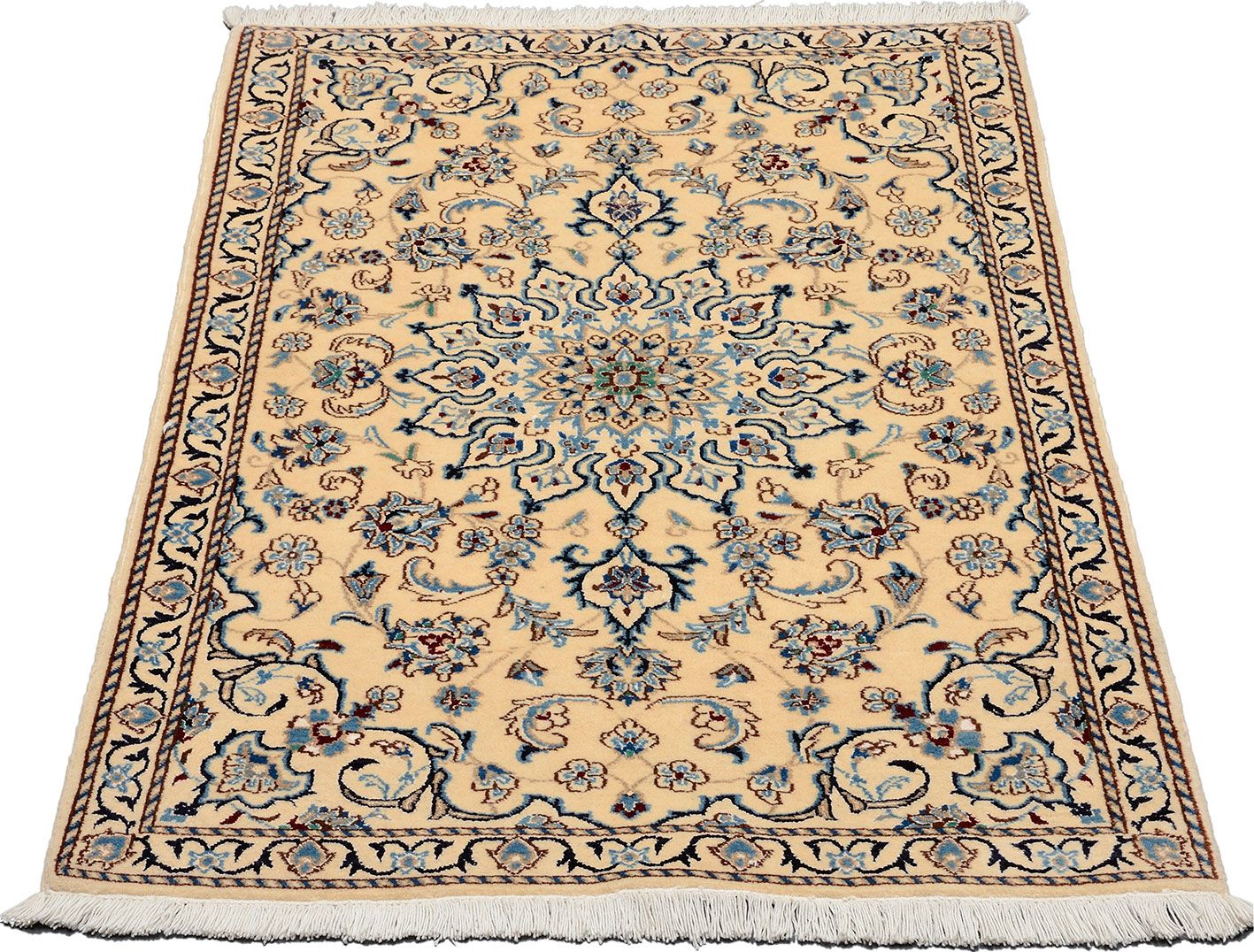 Alternative view of Wool & Silk Nain Persian Rug 87 × 140 cm, hand-knotted