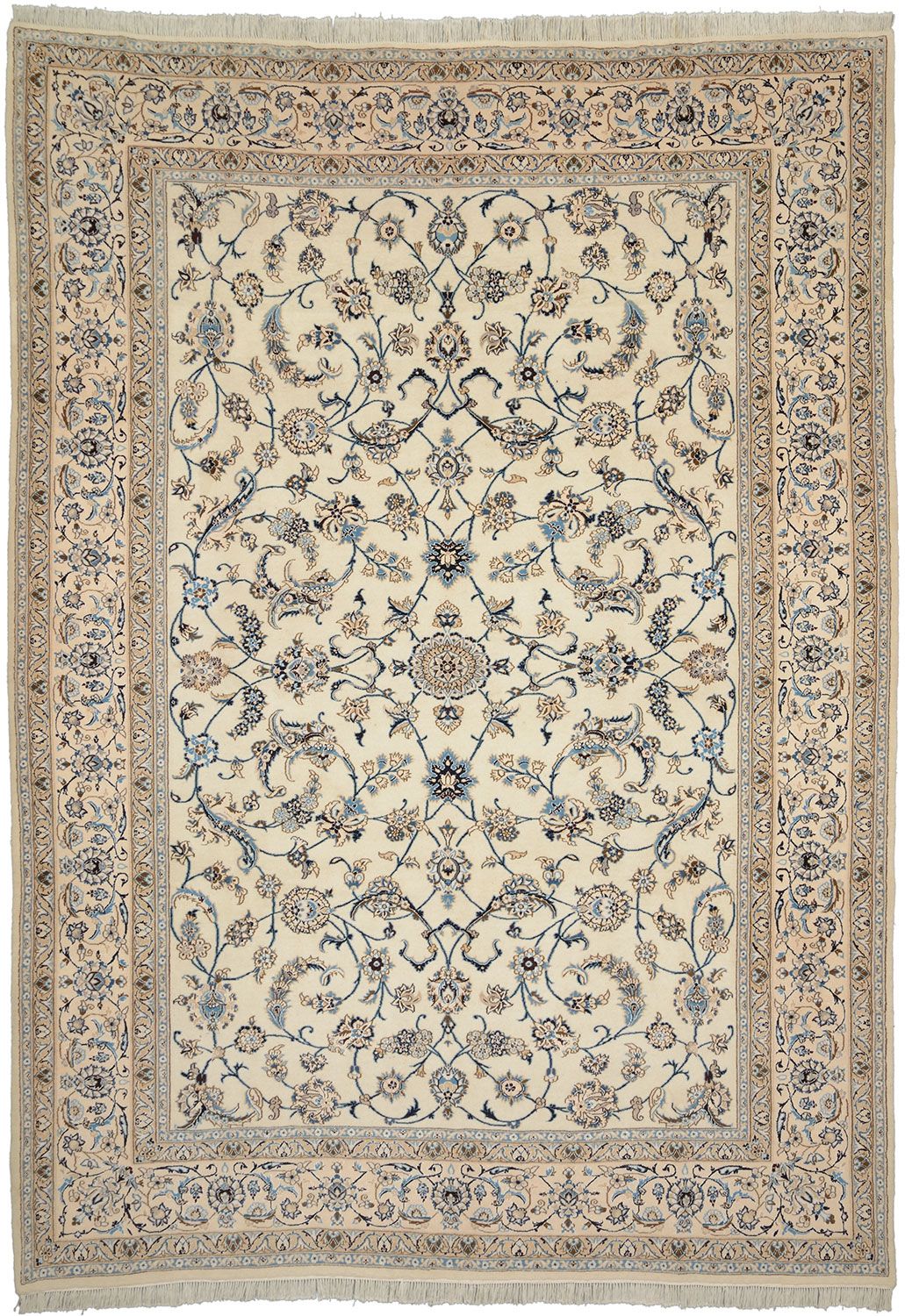 Hand-Knotted Nain Persian Rug, 240 × 345 cm, Wool & Silk
