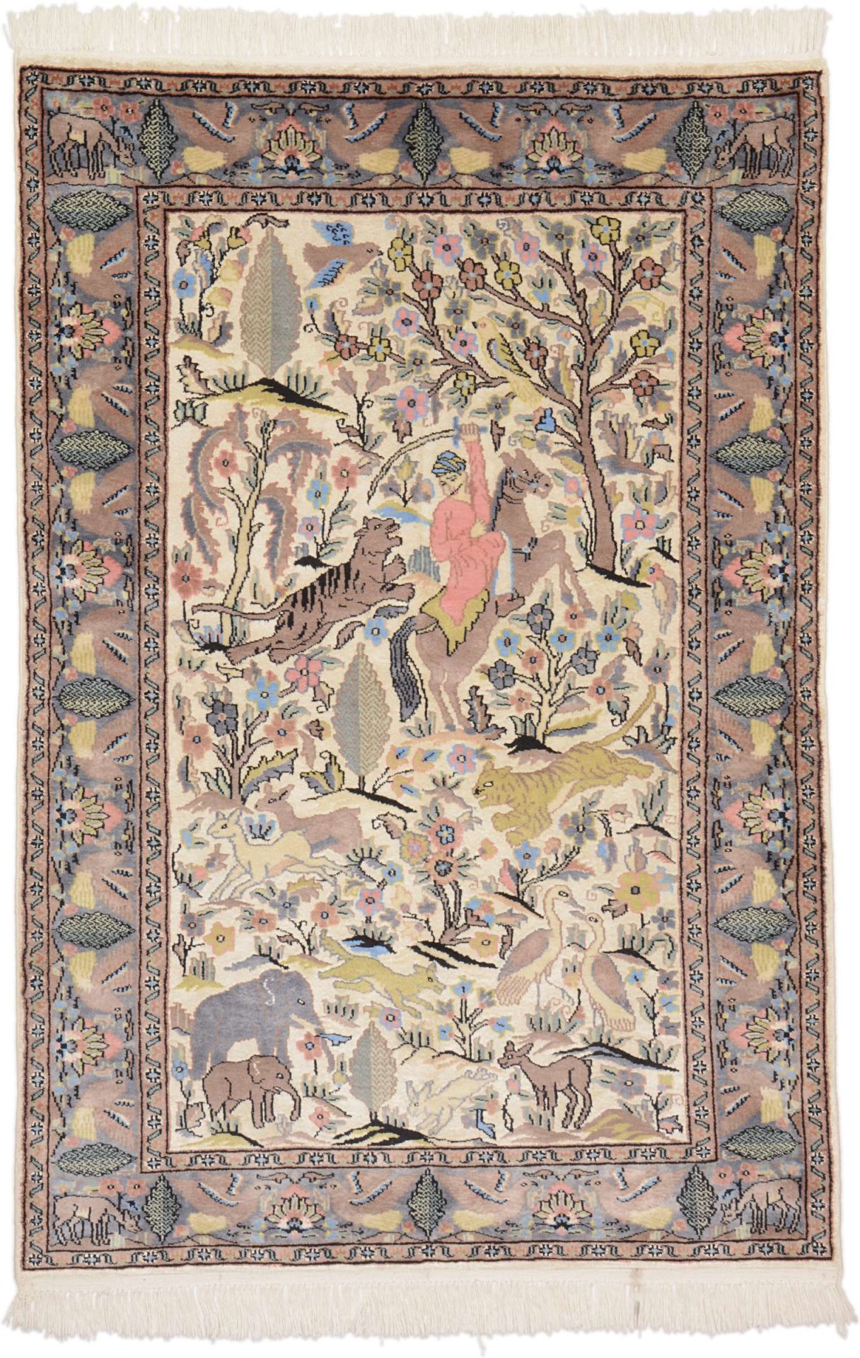 Wool & Silk Indian Rug 125 × 185 cm, hand-knotted