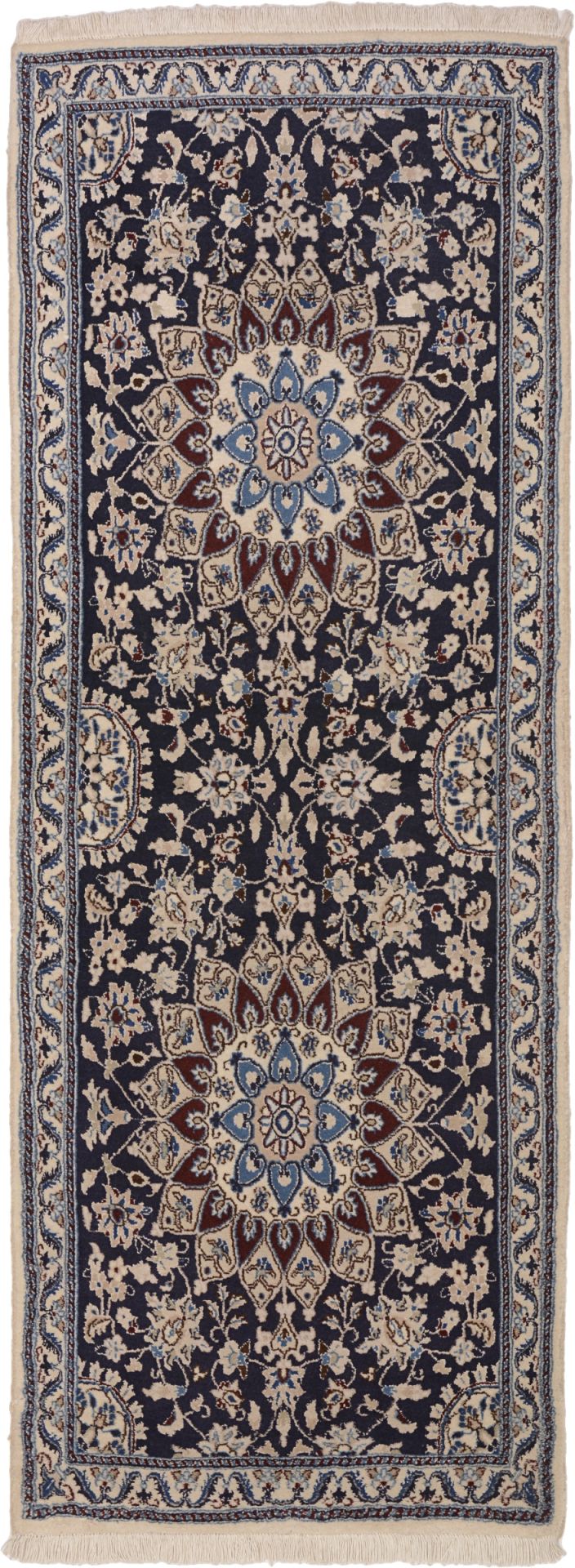 Hand-Knotted Nain Persian Rug, 78 × 212 cm, Wool & Silk