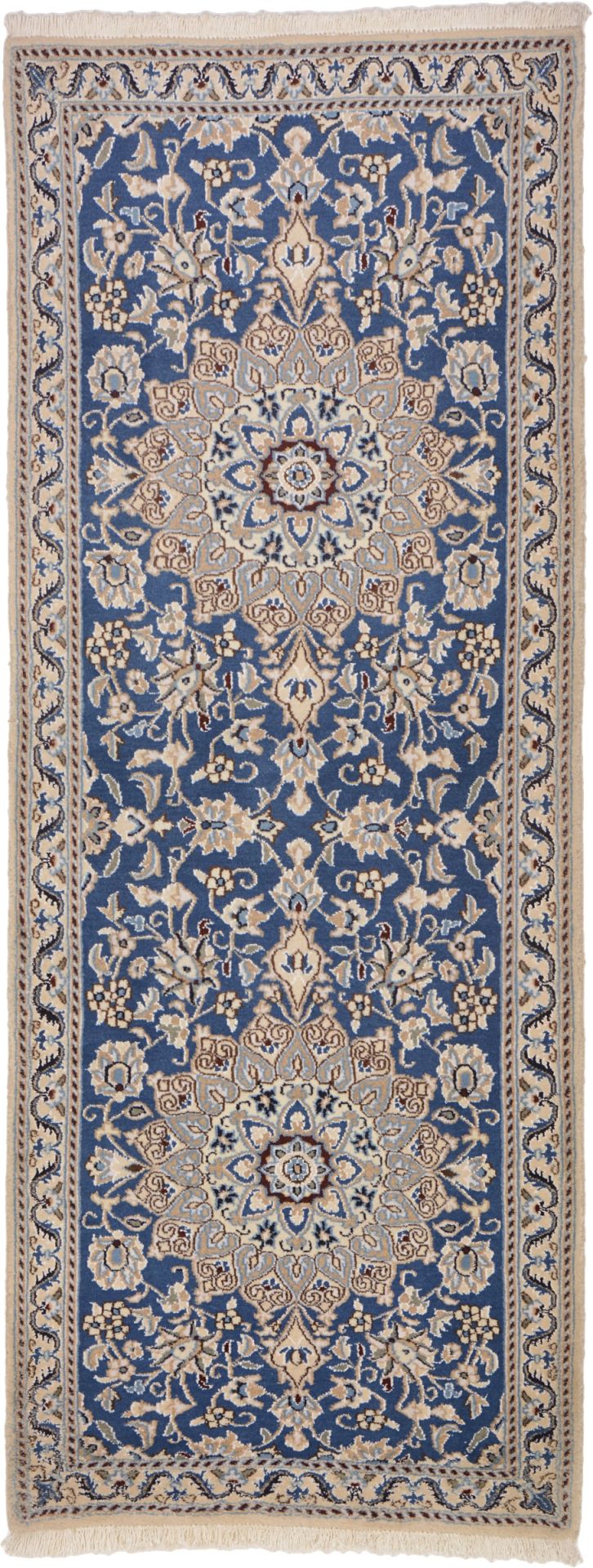 Hand-Knotted Nain Persian Rug, 78 × 207 cm, Wool & Silk