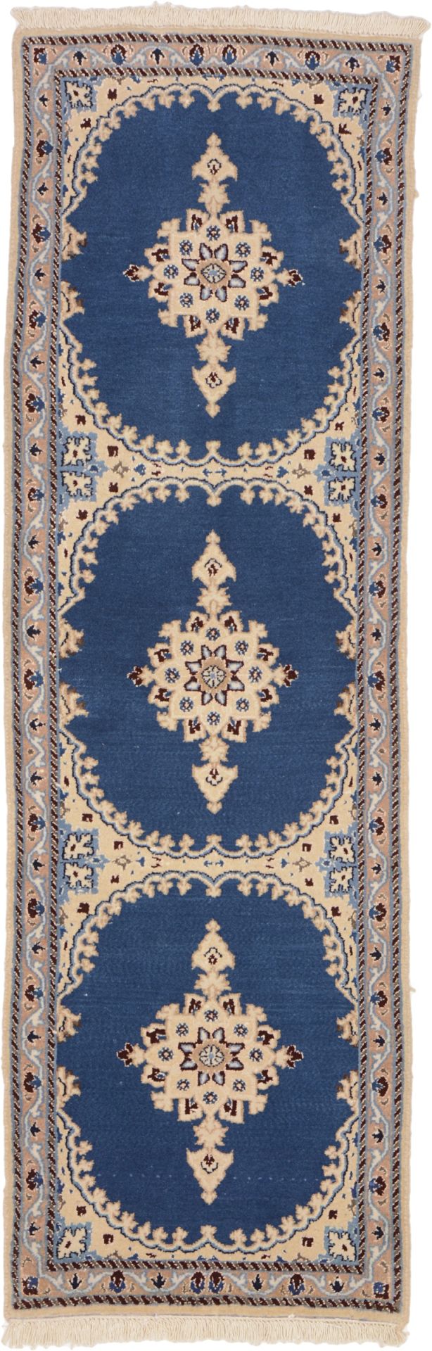 Wool & Silk Nain Persian Rug 60 × 190 cm, hand-knotted
