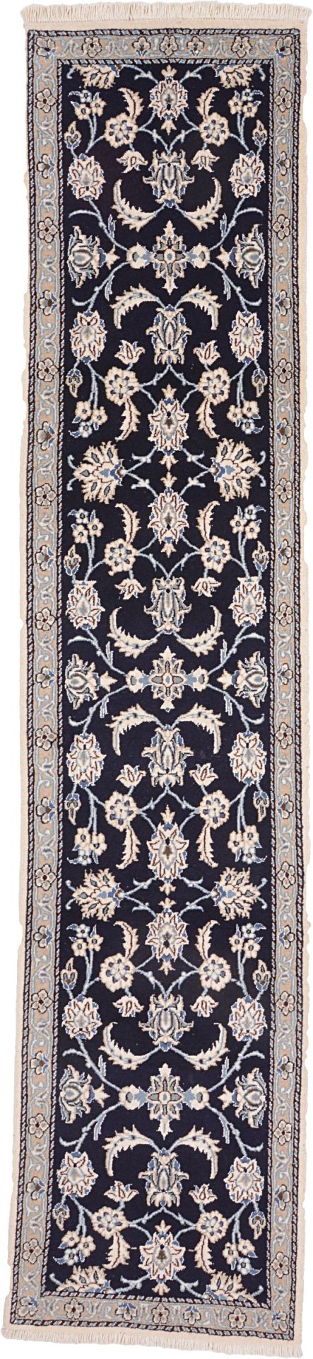 Nain Persian Rug 68 × 303 cm in Wool & Silk, hand-knotted