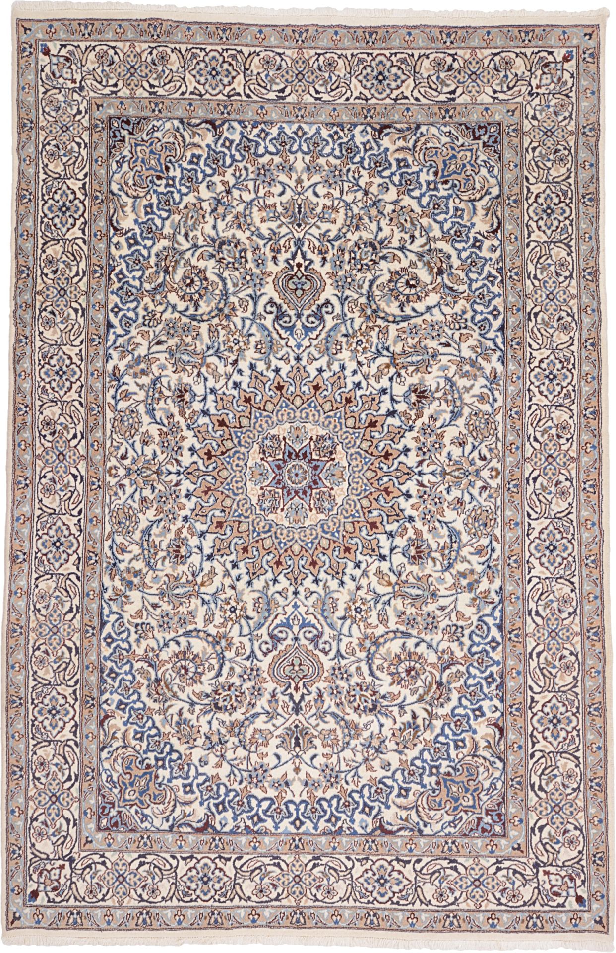 Hand-Knotted Nain Persian Rug, 193 × 298 cm, Wool & Silk