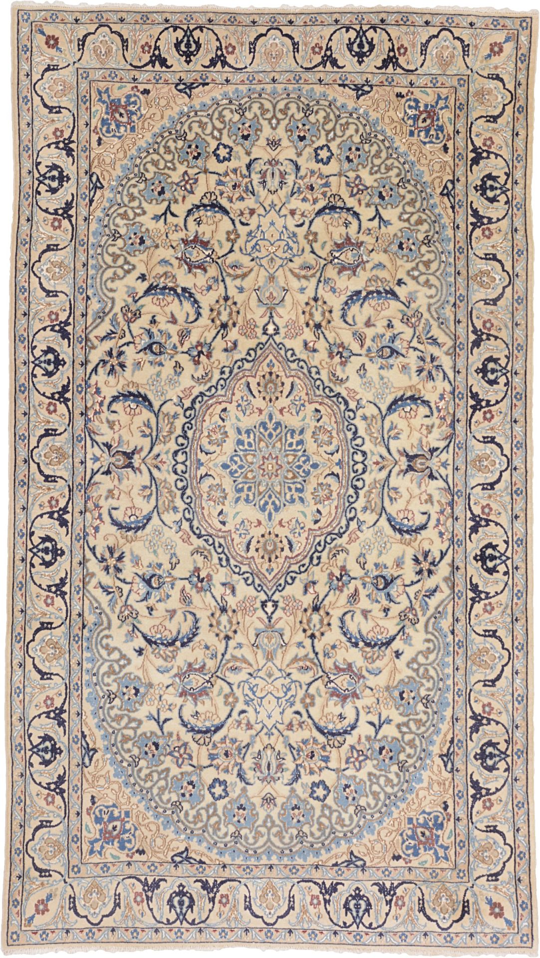 Nain Persian Rug 121 × 214 cm in Wool & Silk, hand-knotted