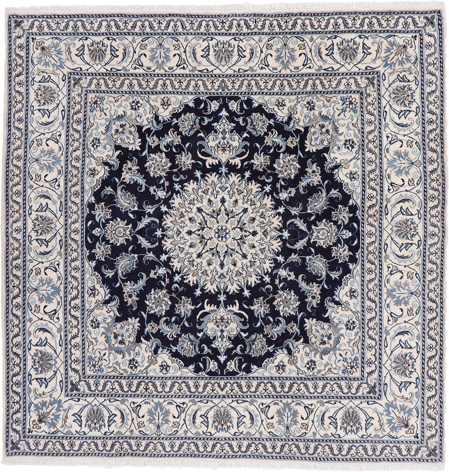 Wool & Silk Nain Persian Rug 196 × 200 cm, hand-knotted