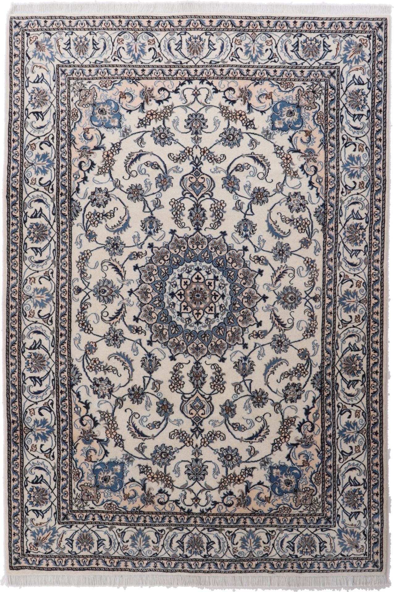 Hand-Knotted Nain Persian Rug, 200 × 293 cm, Wool & Silk