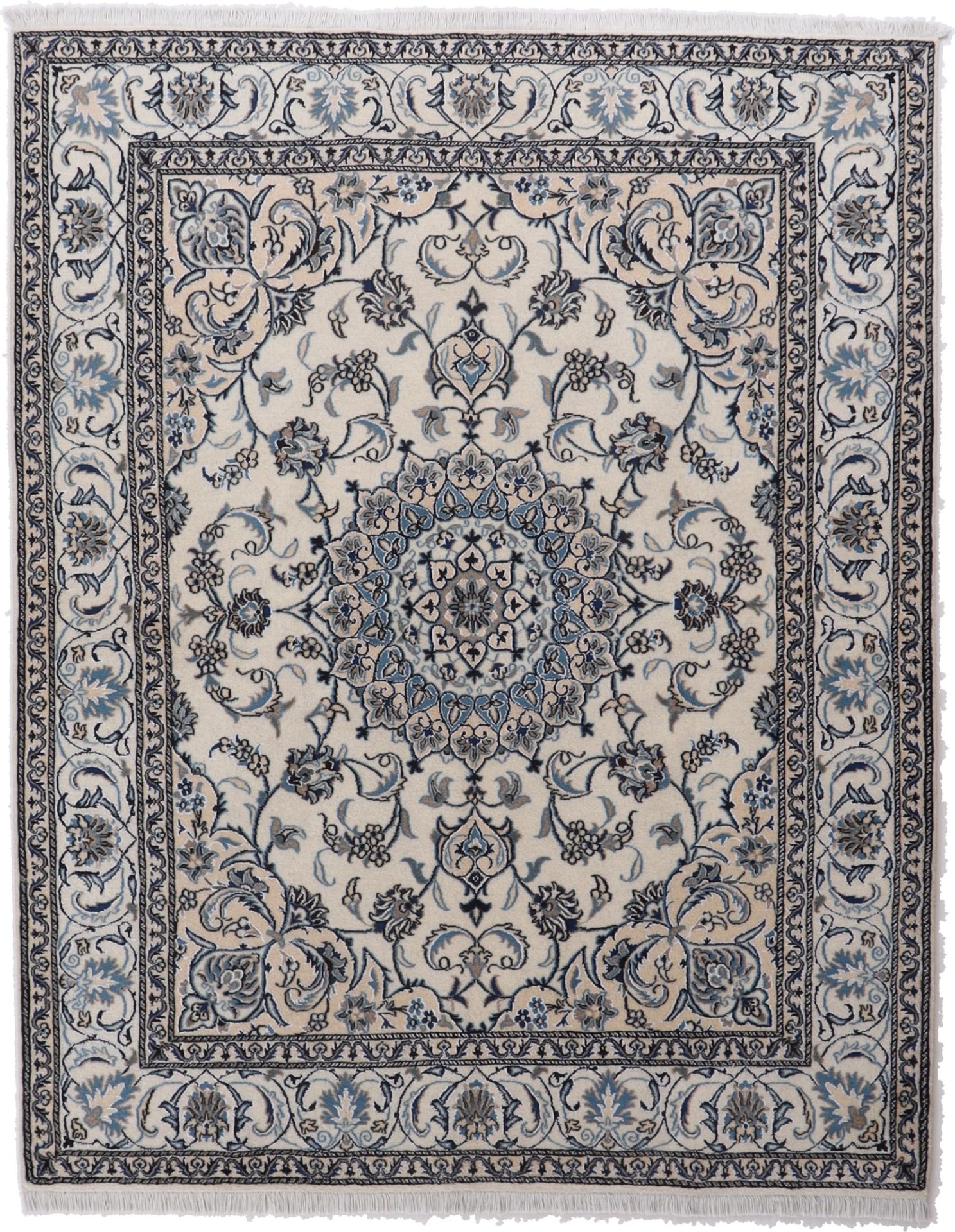 Wool & Silk Nain Persian Rug 190 × 242 cm, hand-knotted