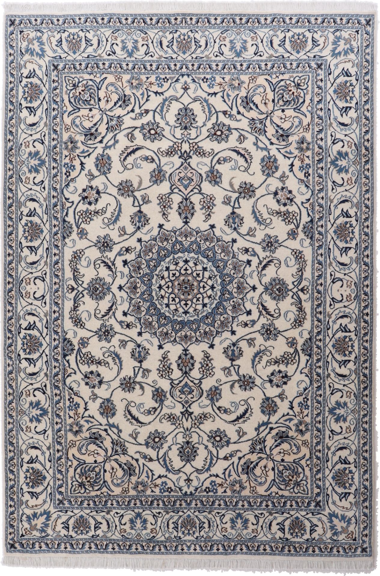 Hand-Knotted Nain Persian Rug, 200 × 295 cm, Wool & Silk