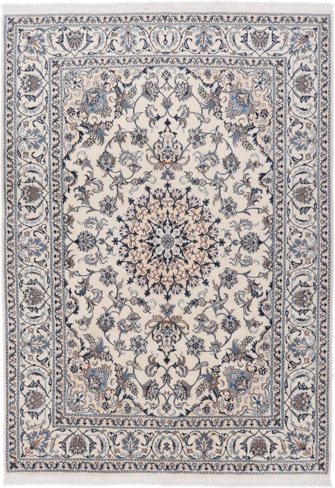 Nain Persian Rug 200 × 294 cm in Wool & Silk, hand-knotted