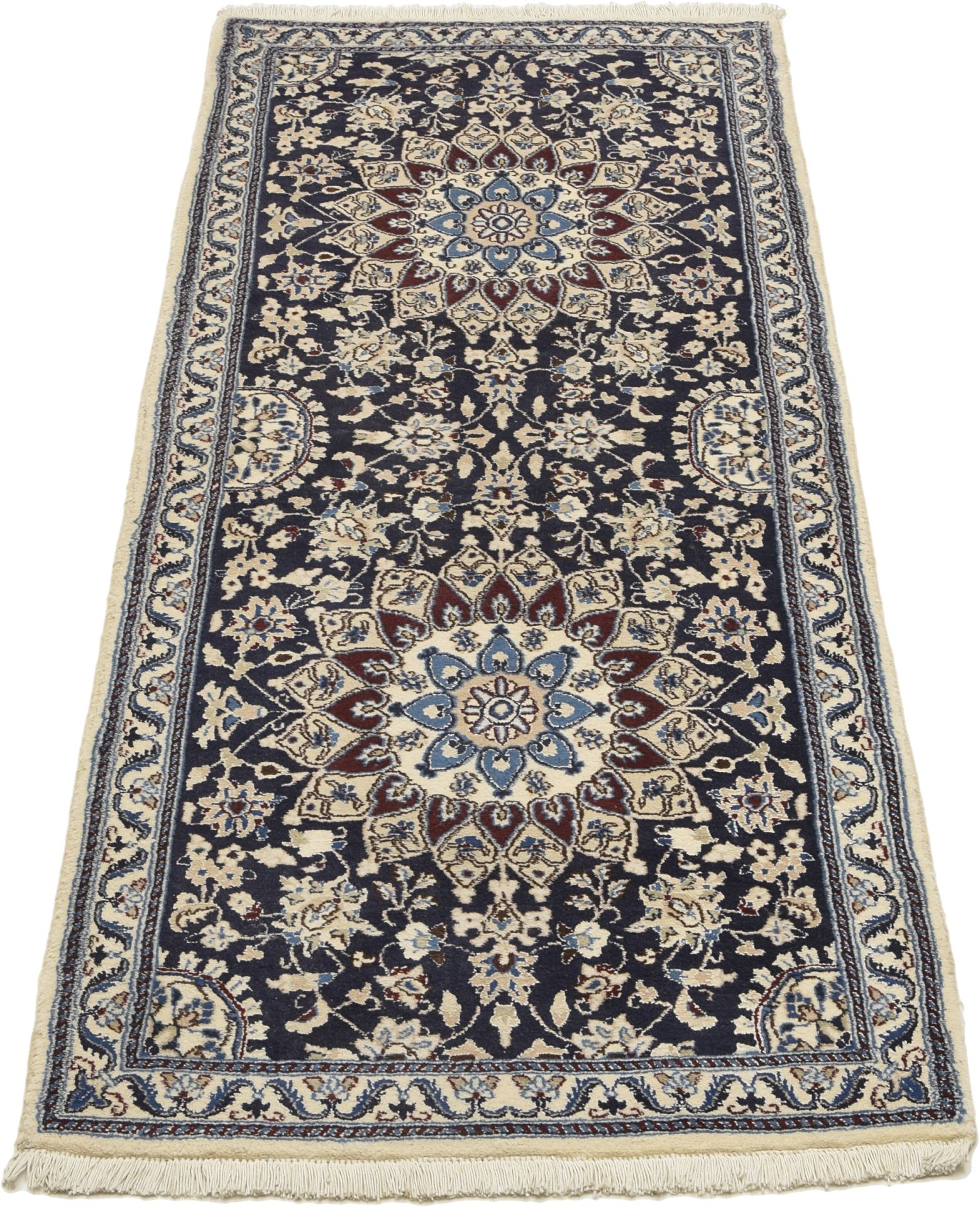 Alternative view of Hand-Knotted Nain Persian Rug, 78 × 212 cm, Wool & Silk