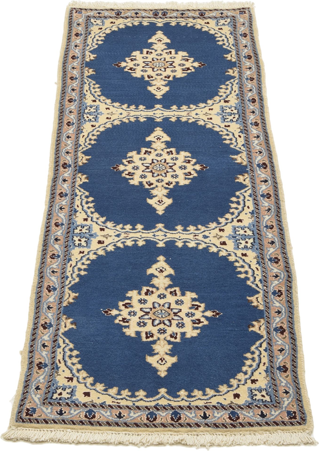 Alternative view of Wool & Silk Nain Persian Rug 60 × 190 cm, hand-knotted