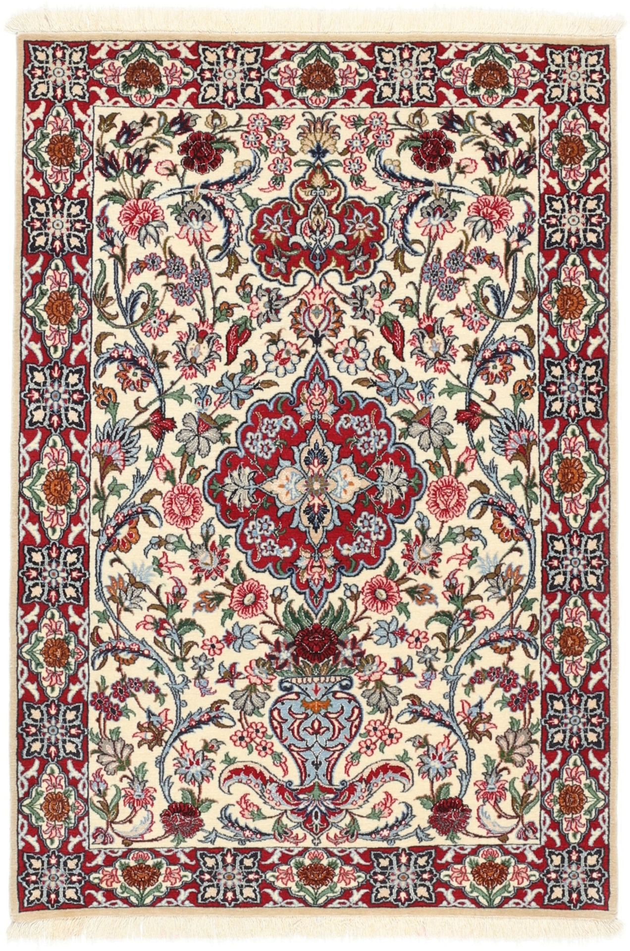 Isfahan Persian Rug 83 × 117 cm in Wool & Silk, hand-knotted