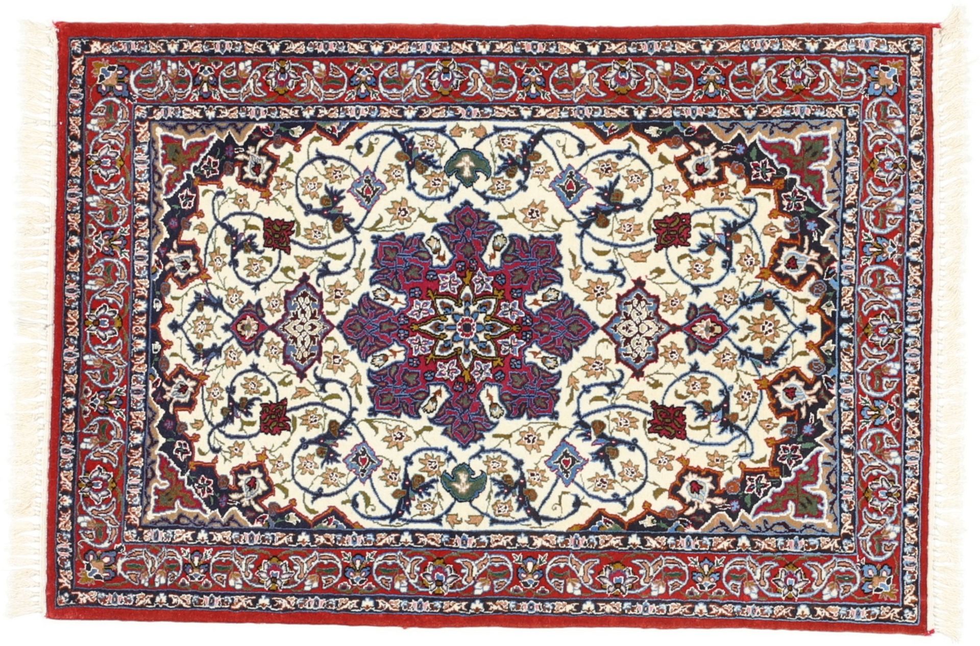 Isfahan Persian Rug 70 × 98 cm in Wool & Silk, hand-knotted