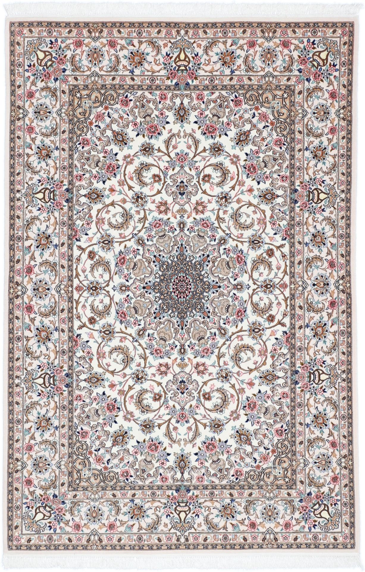 Isfahan Persian Rug 130 × 200 cm in Wool & Silk, hand-knotted
