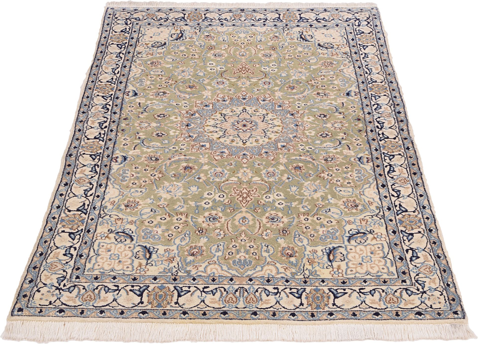 Alternative view of Wool & Silk Nain Persian Rug 117 × 210 cm, hand-knotted