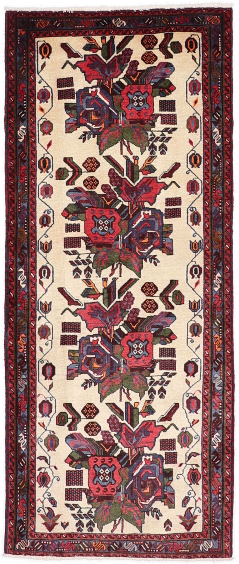 Persian Rug 87 × 210 cm in Wool & Silk, hand-knotted