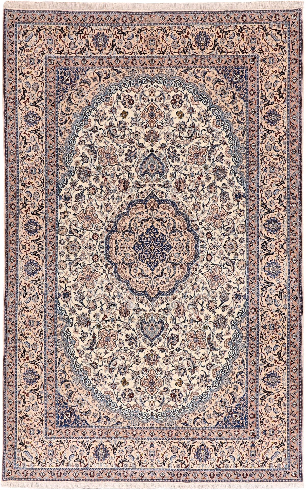 Hand-Knotted Nain Persian Rug, 204 × 321 cm, Wool & Silk
