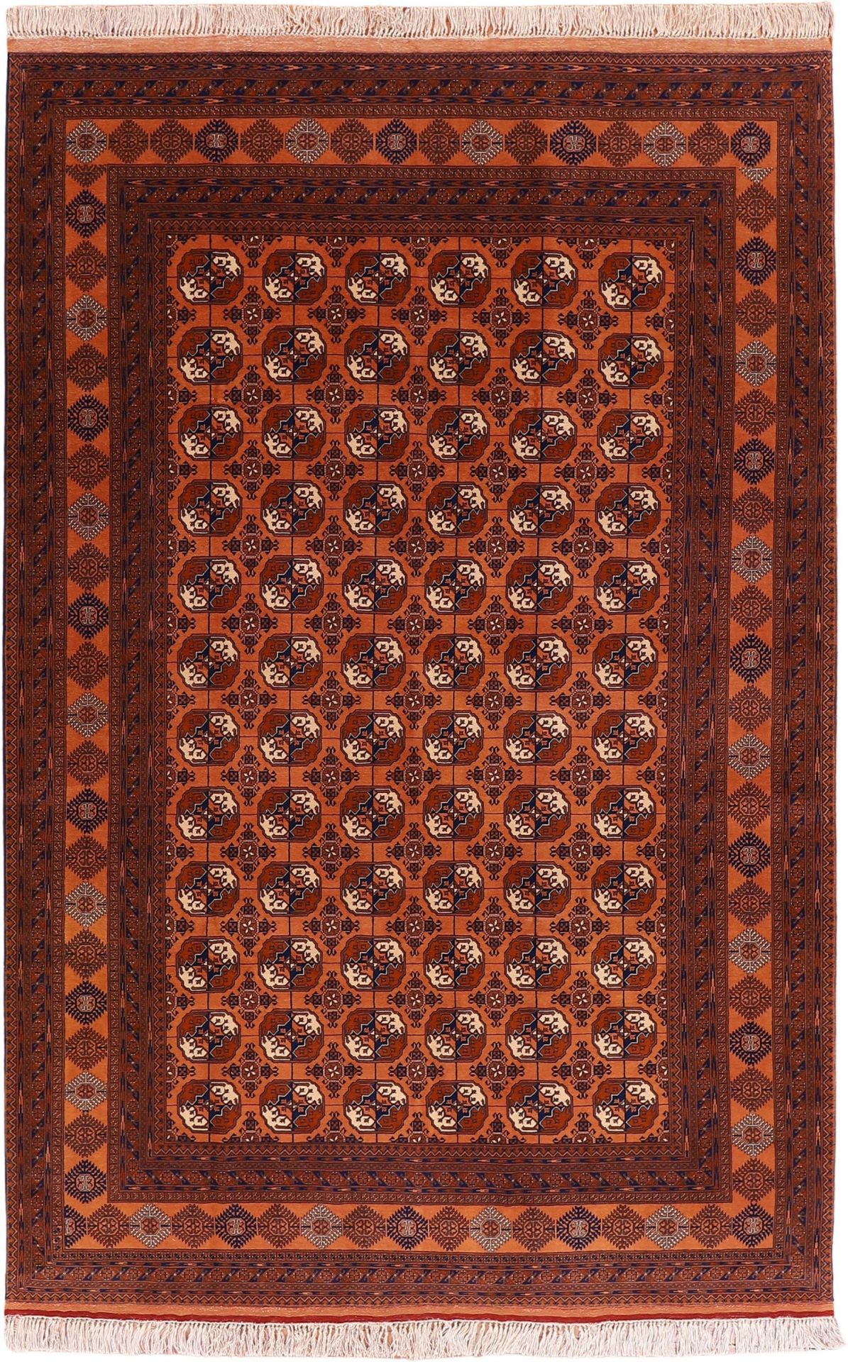 Hand-Knotted Turkmen Persian Rug, 202 × 305 cm, Wool