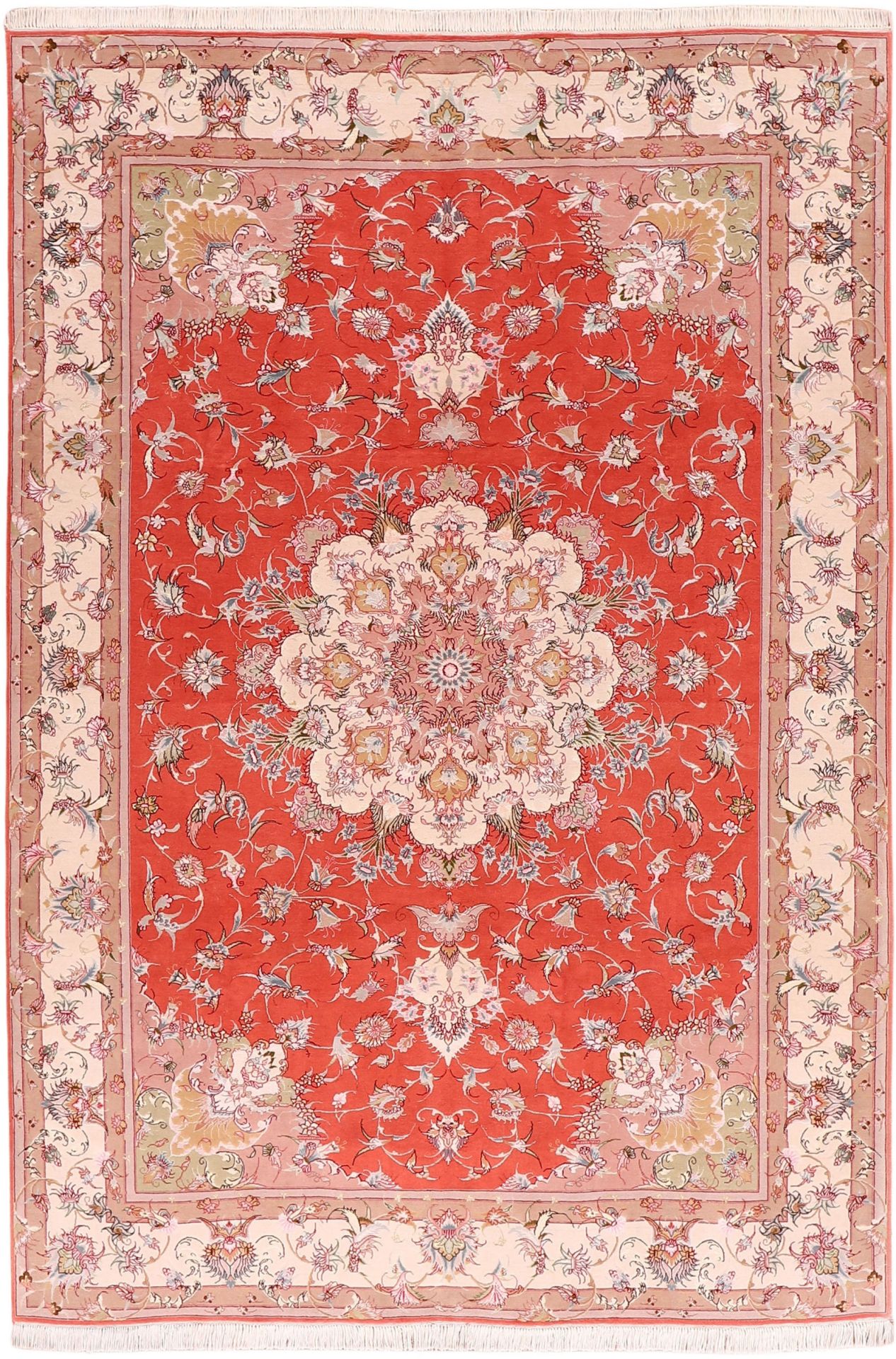 Hand-Knotted Tabriz Persian Rug, 205 × 302 cm, Wool & Silk