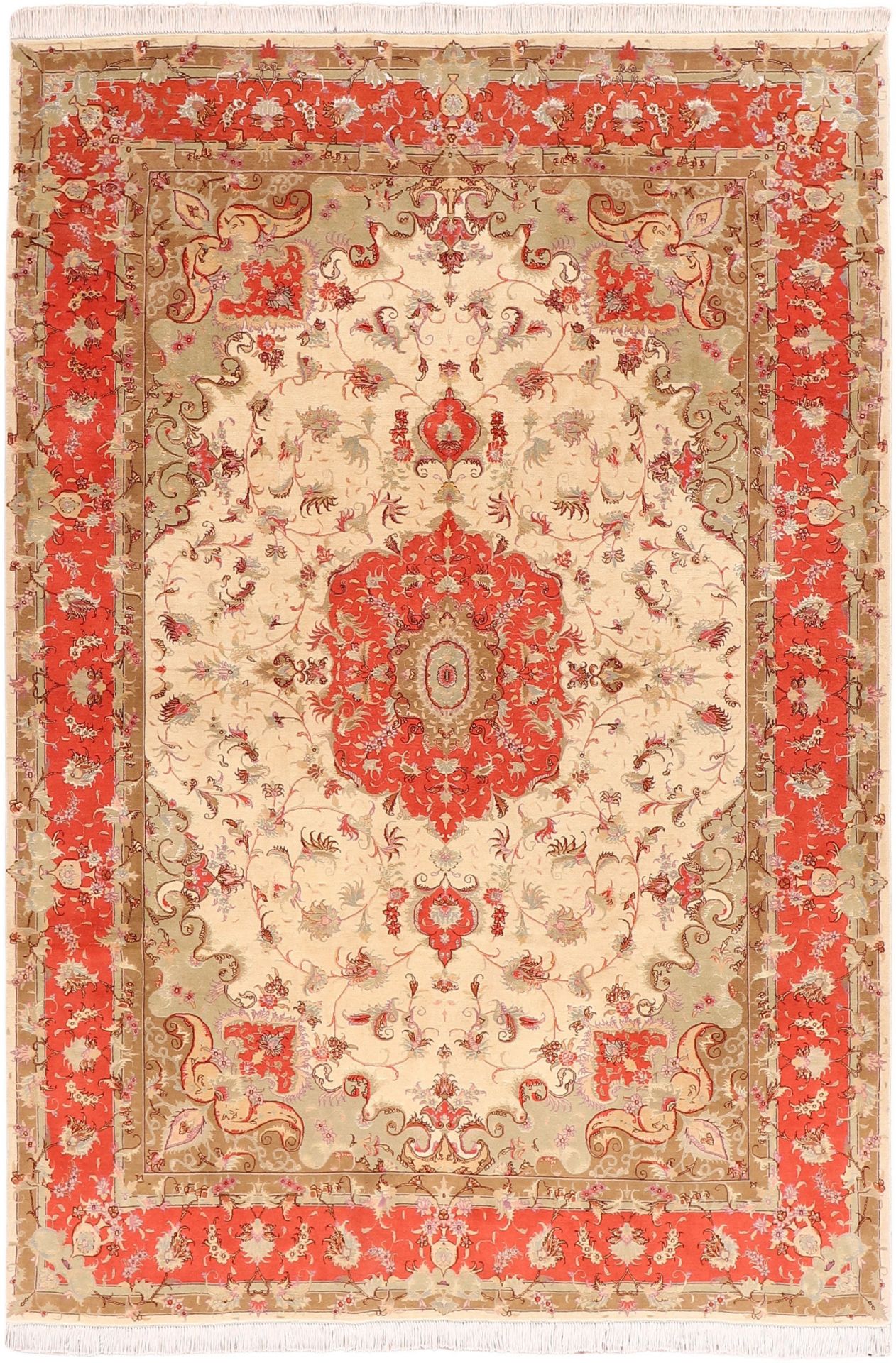 Tabriz Persian Rug 205 × 300 cm in Wool & Silk, hand-knotted