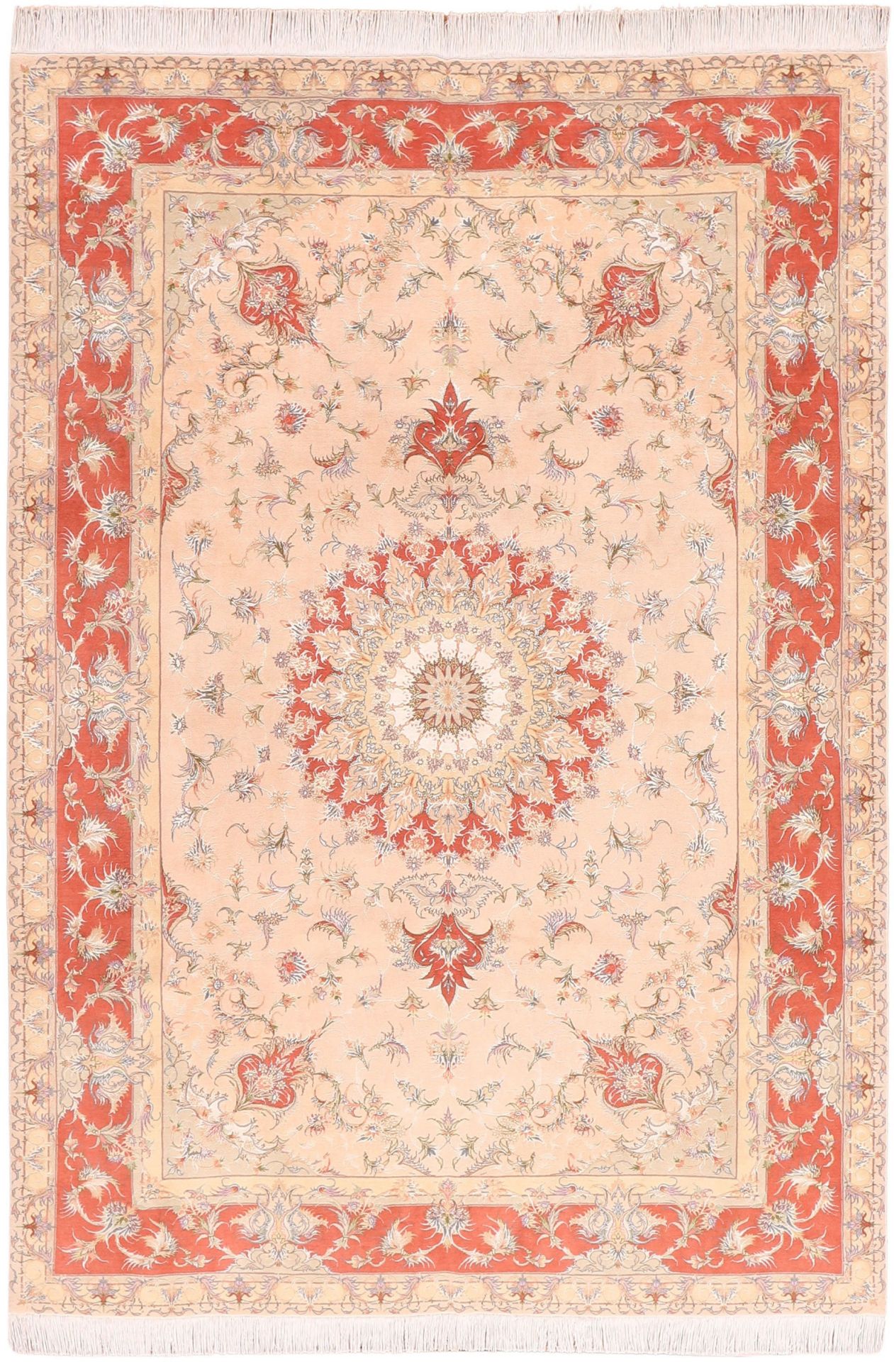 Hand-Knotted Tabriz Persian Rug, 205 × 298 cm, Wool & Silk