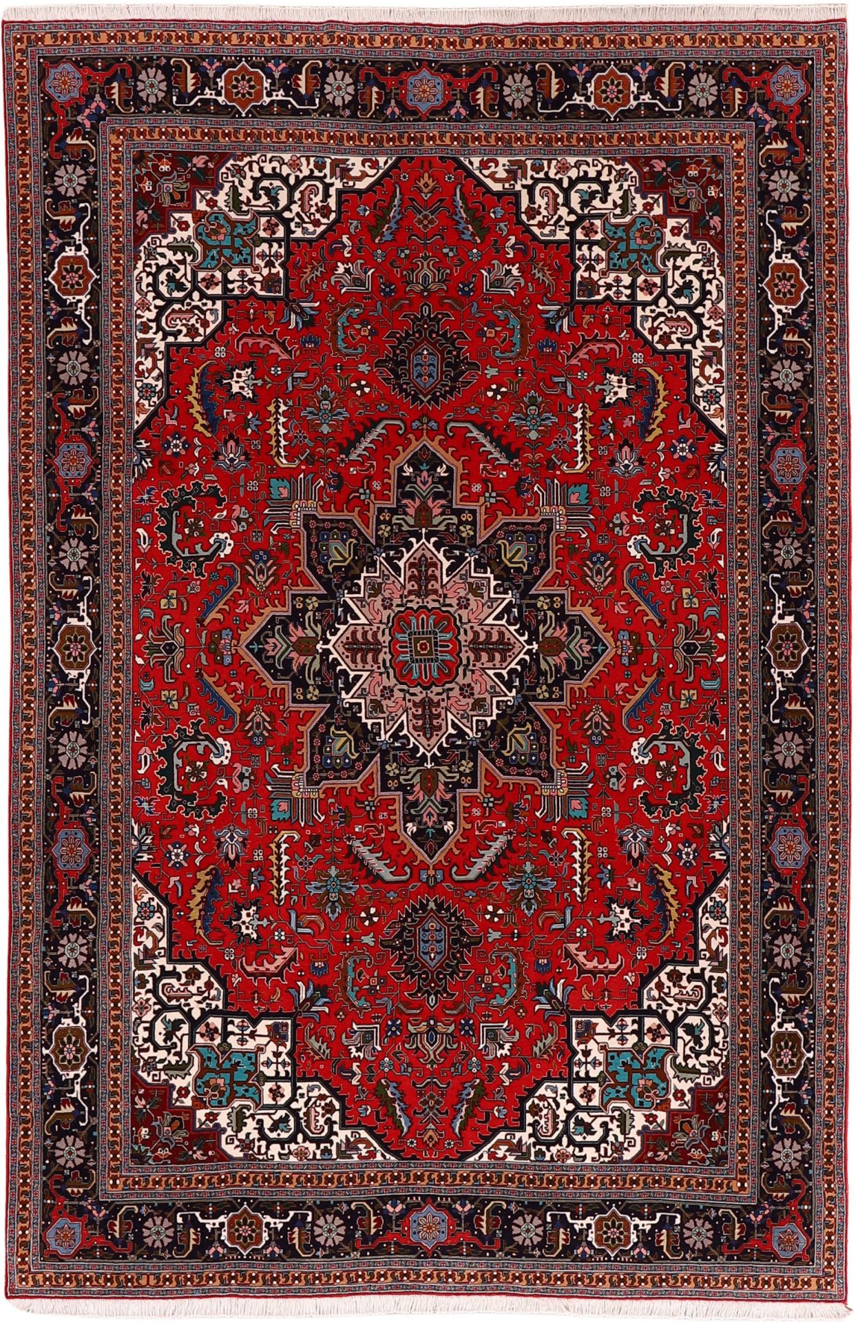 Hand-Knotted Tabriz Persian Rug, 204 × 312 cm, Wool & Silk