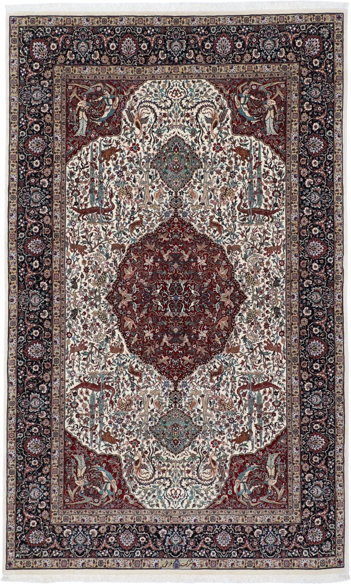 Hand-Knotted Isfahan Persian Rug, 140 × 230 cm, Wool & Silk