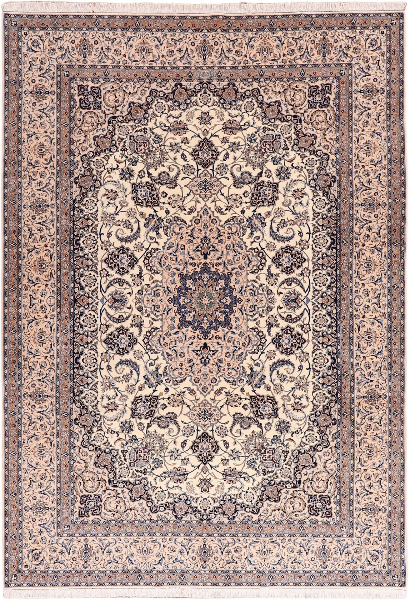 Nain Persian Rug 224 × 317 cm in Wool & Silk, hand-knotted