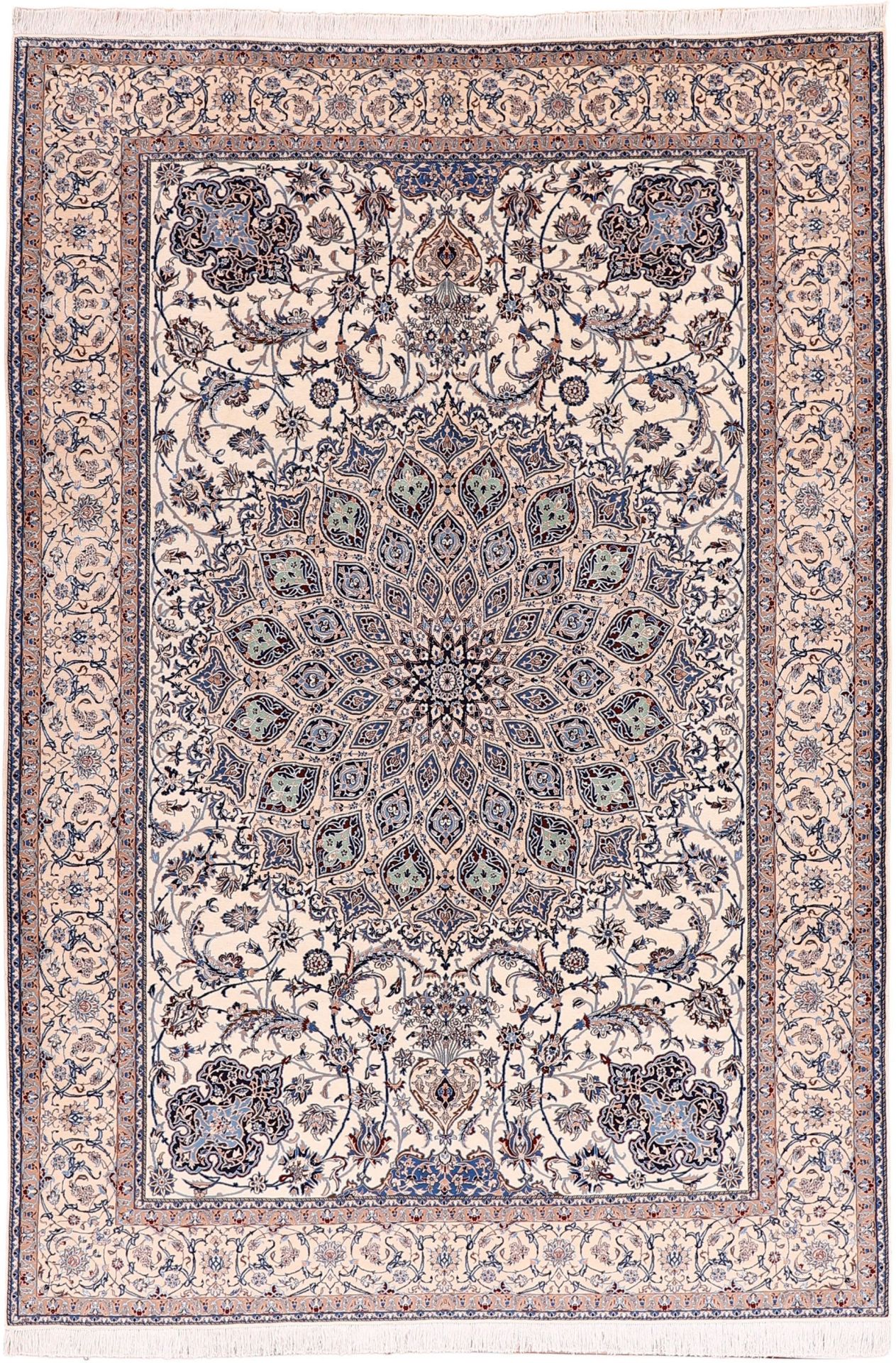 Hand-Knotted Nain Persian Rug, 220 × 320 cm, Wool & Silk
