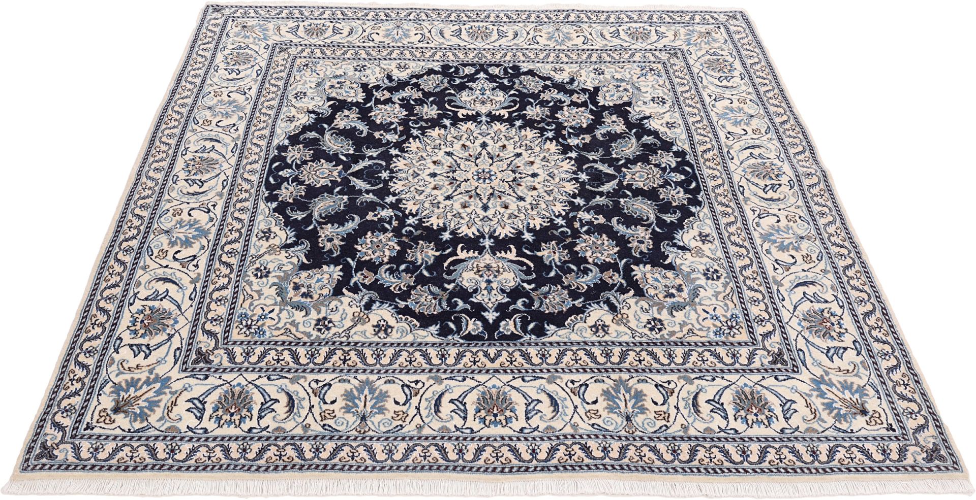 Alternative view of Wool & Silk Nain Persian Rug 196 × 200 cm, hand-knotted