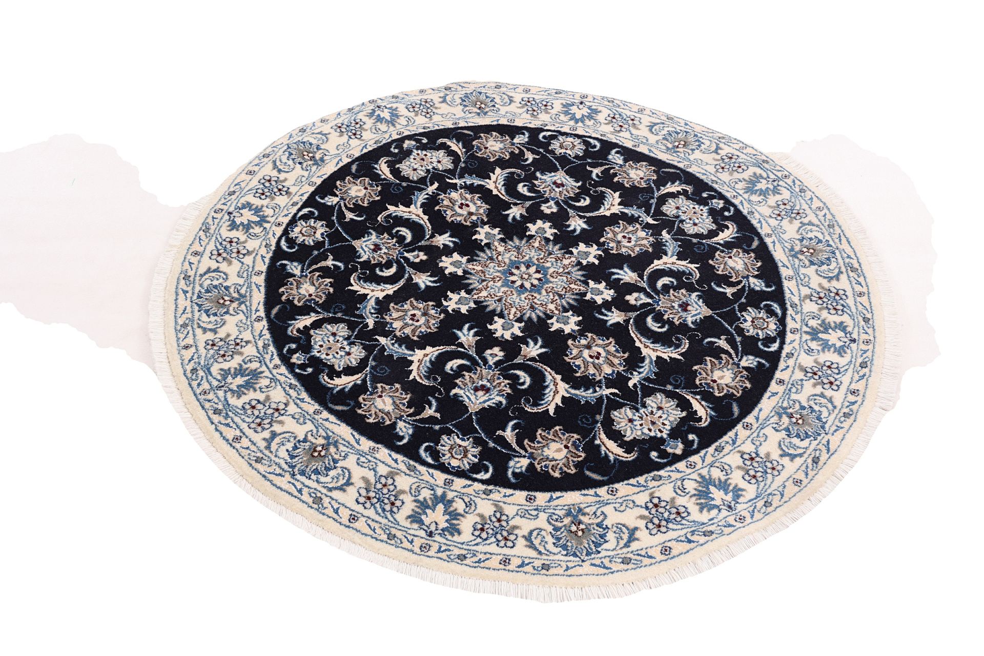 Alternative view of Wool & Silk Nain Persian Rug 150 × 150 cm, hand-knotted