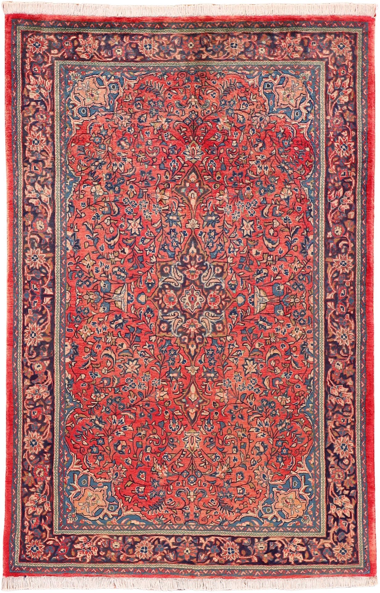 Hand-Knotted Sarouk Persian Rug, 125 × 195 cm, Wool