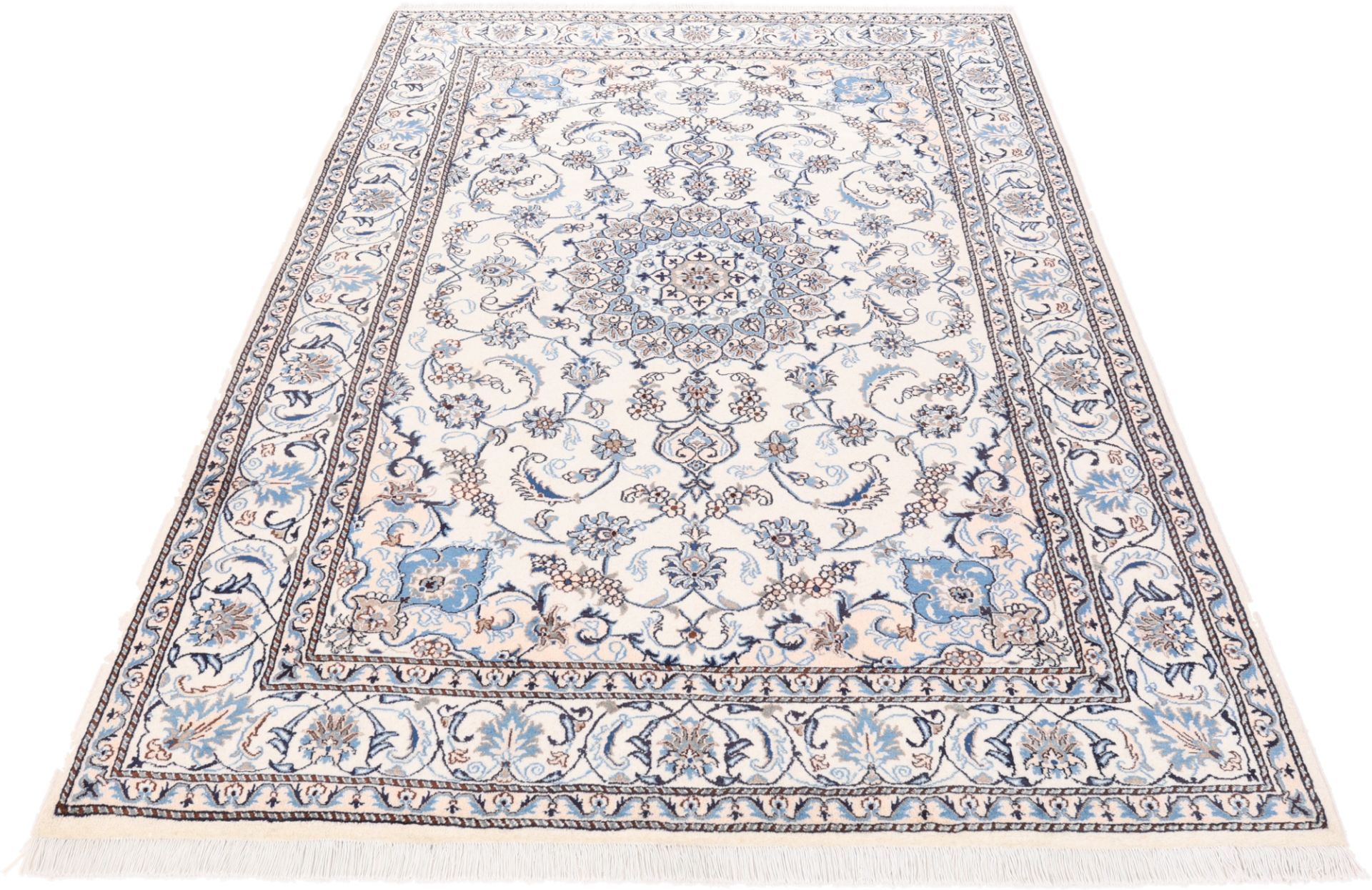 Hand-Knotted Nain Persian Rug, 200 × 293 cm, Wool & Silk - Image 3
