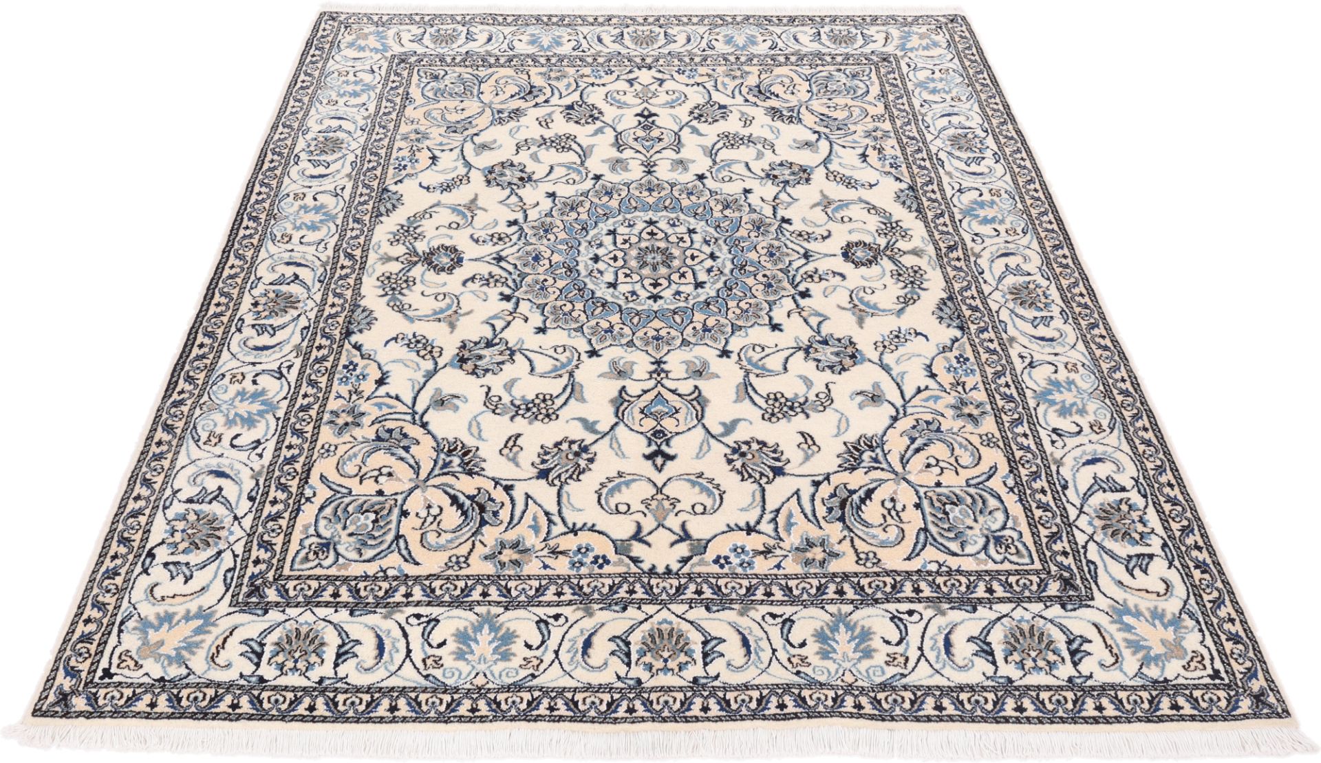 Alternative view of Wool & Silk Nain Persian Rug 190 × 242 cm, hand-knotted