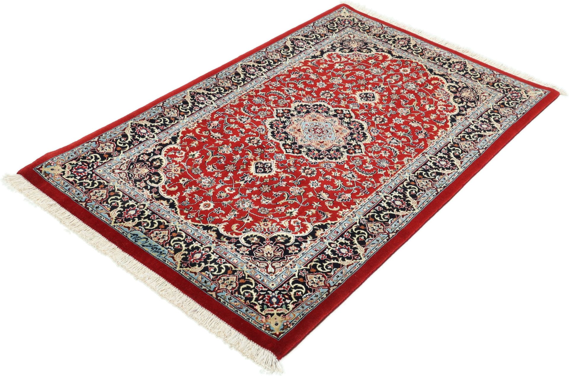Isfahan Persian Rug 82 × 128 cm in Wool & Silk, hand-knotted - Image 3