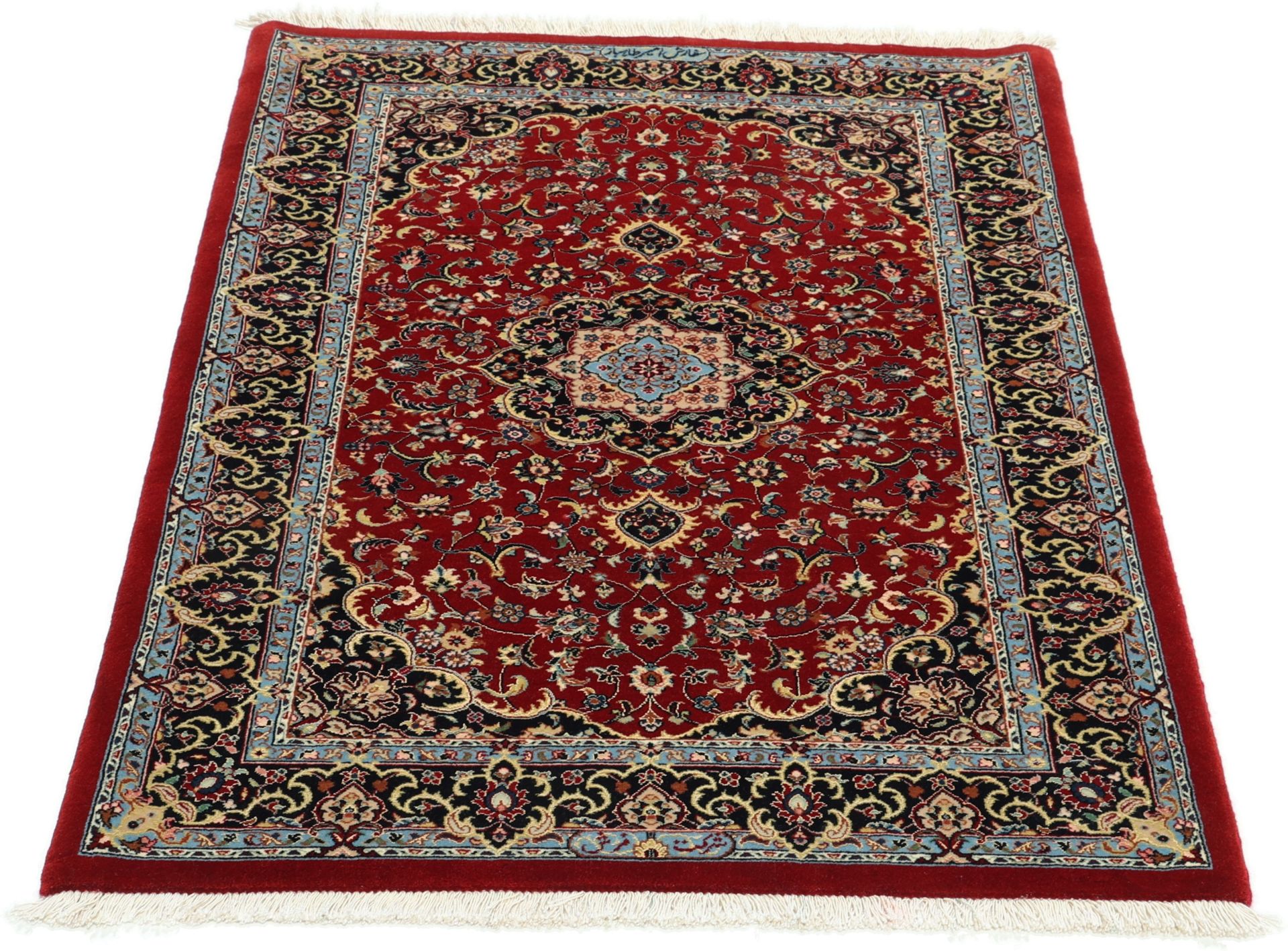 Isfahan Persian Rug 82 × 128 cm in Wool & Silk, hand-knotted - Image 7
