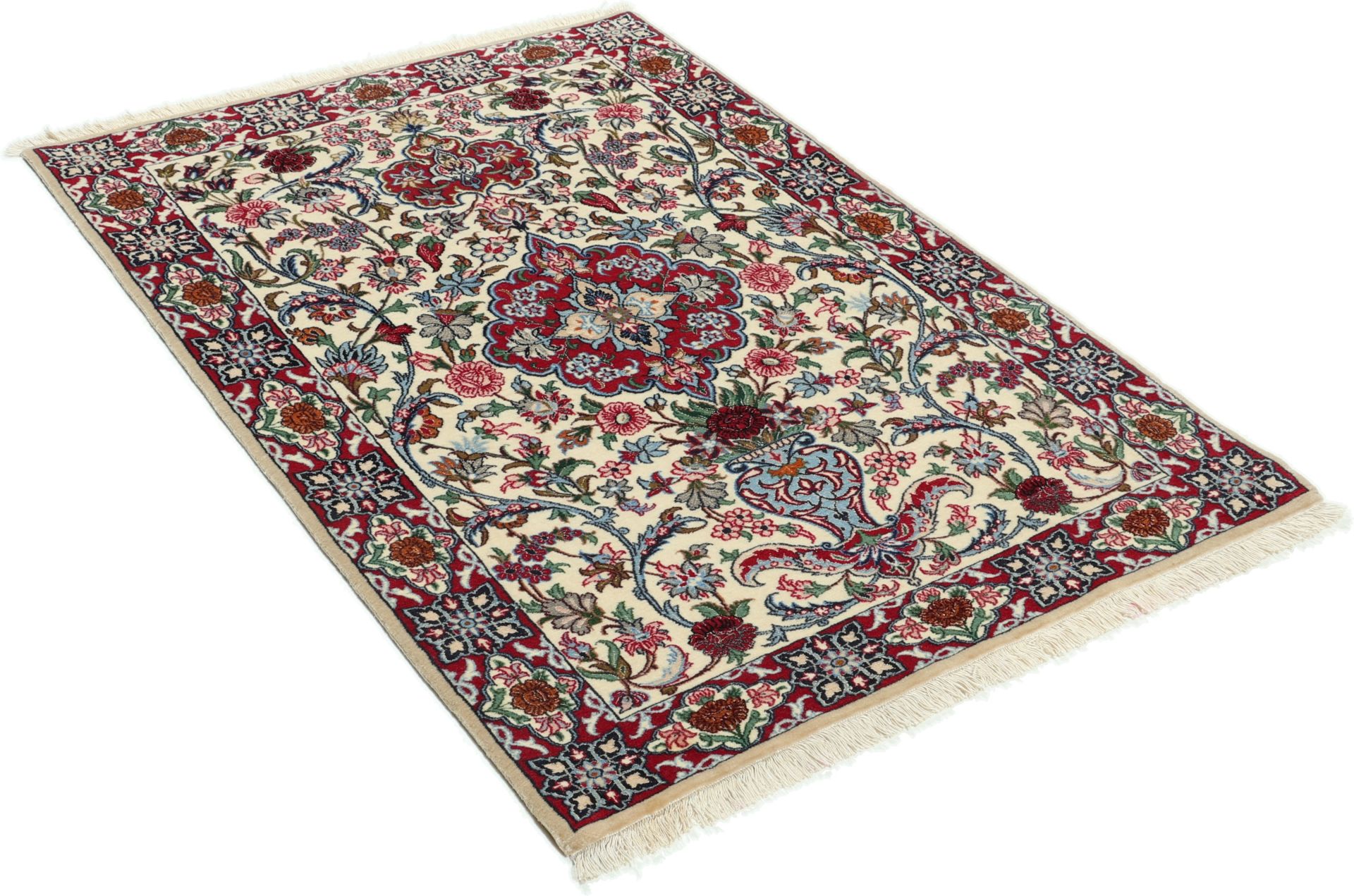 Isfahan Persian Rug 83 × 117 cm in Wool & Silk, hand-knotted - Image 4