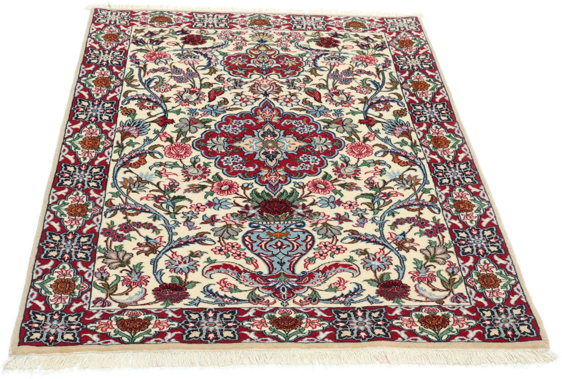 Isfahan Persian Rug 83 × 117 cm in Wool & Silk, hand-knotted - Image 7