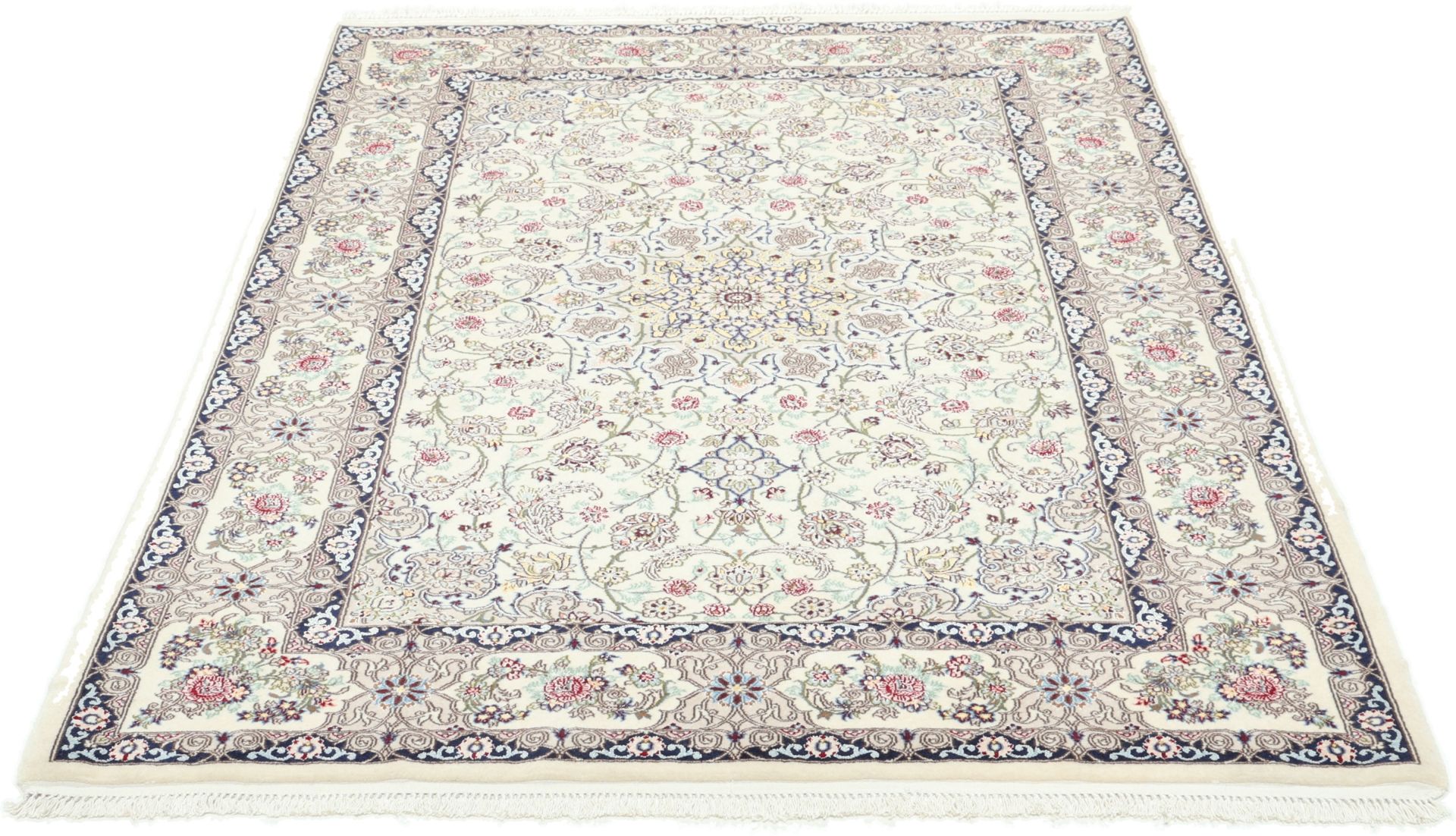 Alternative view of Isfahan Persian Rug 113 × 173 cm in Wool & Silk, hand-knotted