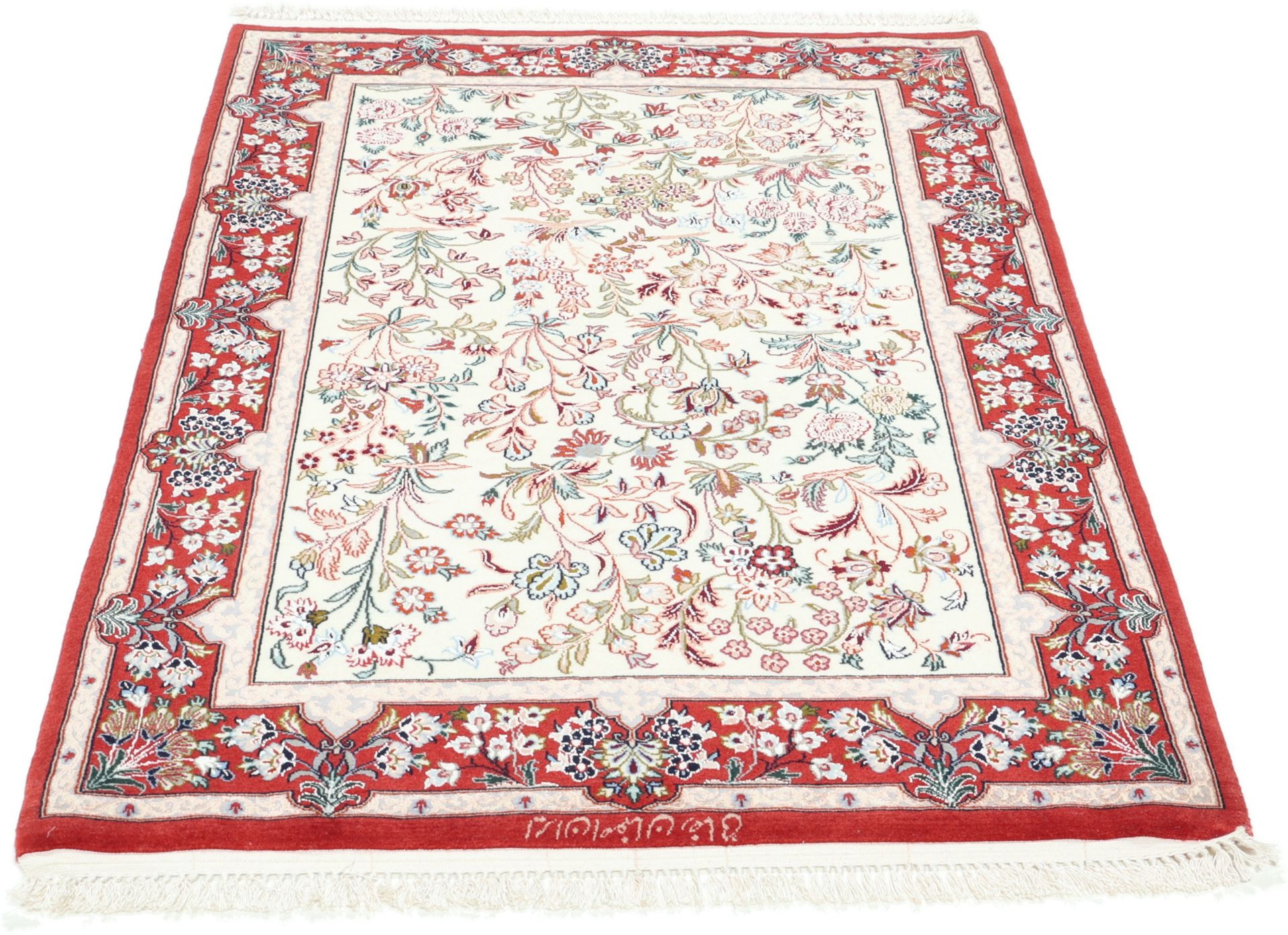 Alternative view of Wool & Silk Isfahan Persian Rug 80 × 128 cm, hand-knotted