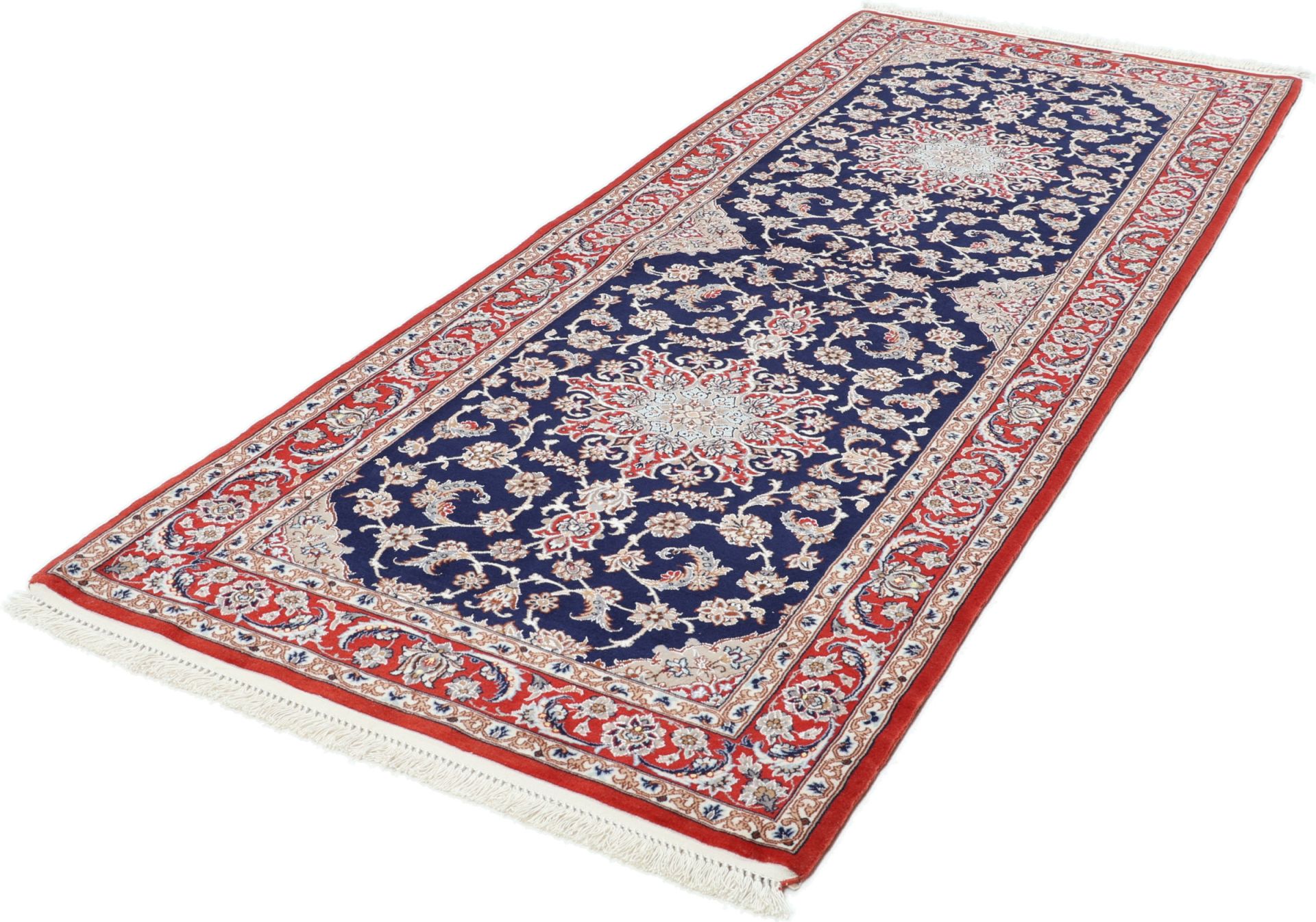 Isfahan Persian Rug 85 × 217 cm in Wool & Silk, hand-knotted - Image 3