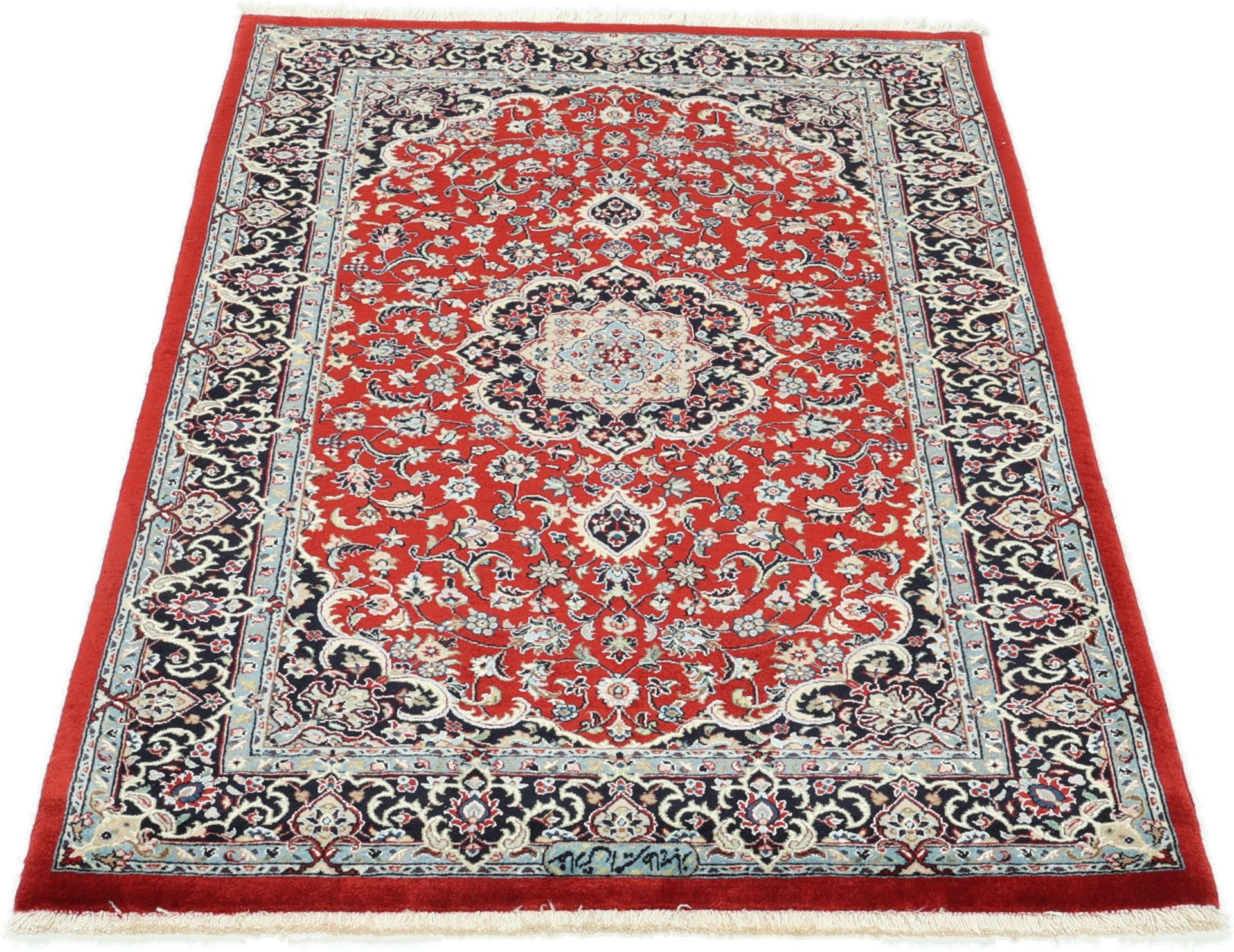 Alternative view of Isfahan Persian Rug 78 × 127 cm in Wool & Silk, hand-knotted