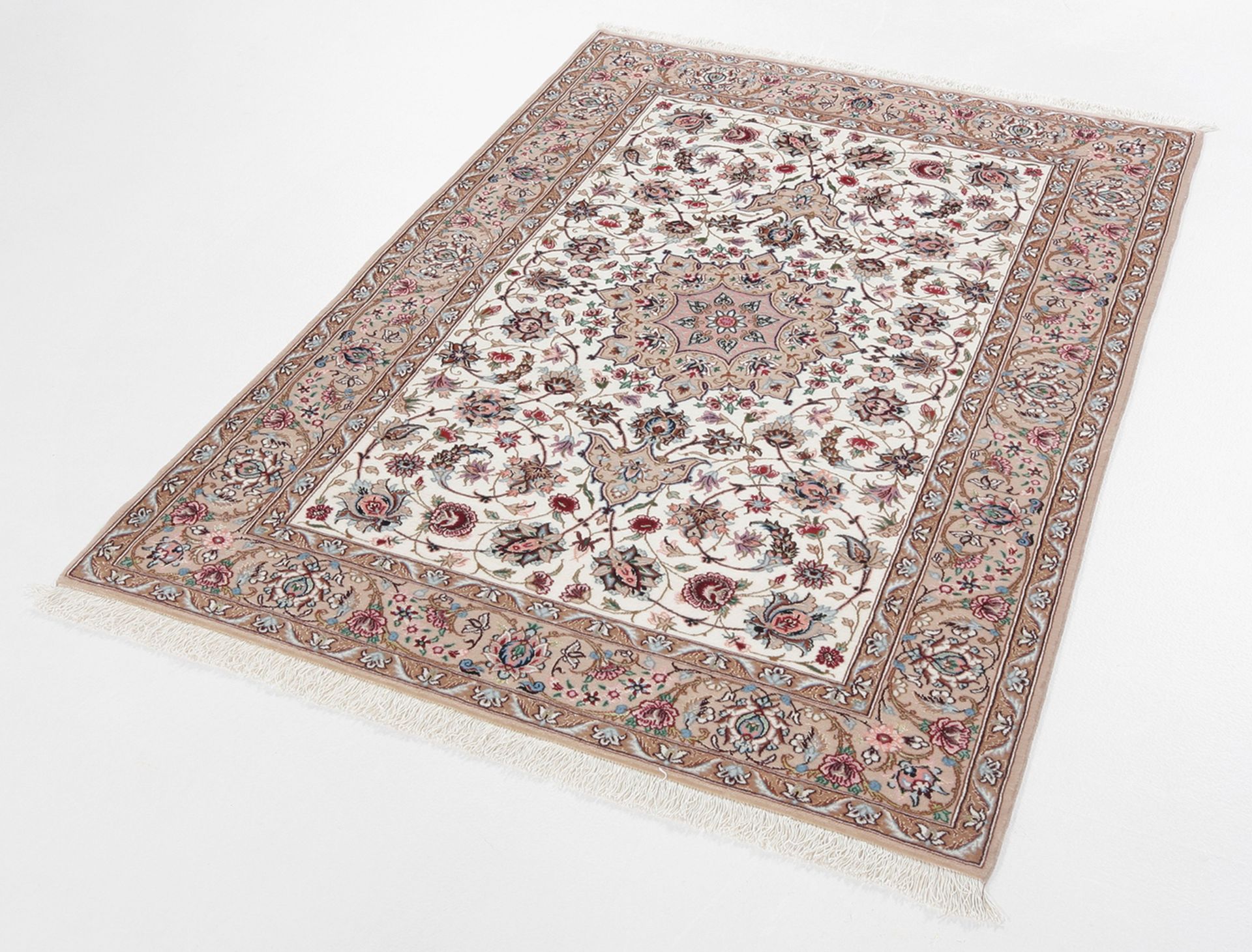 Alternative view of Hand-Knotted Isfahan Persian Rug, 100 × 157 cm, Wool & Silk
